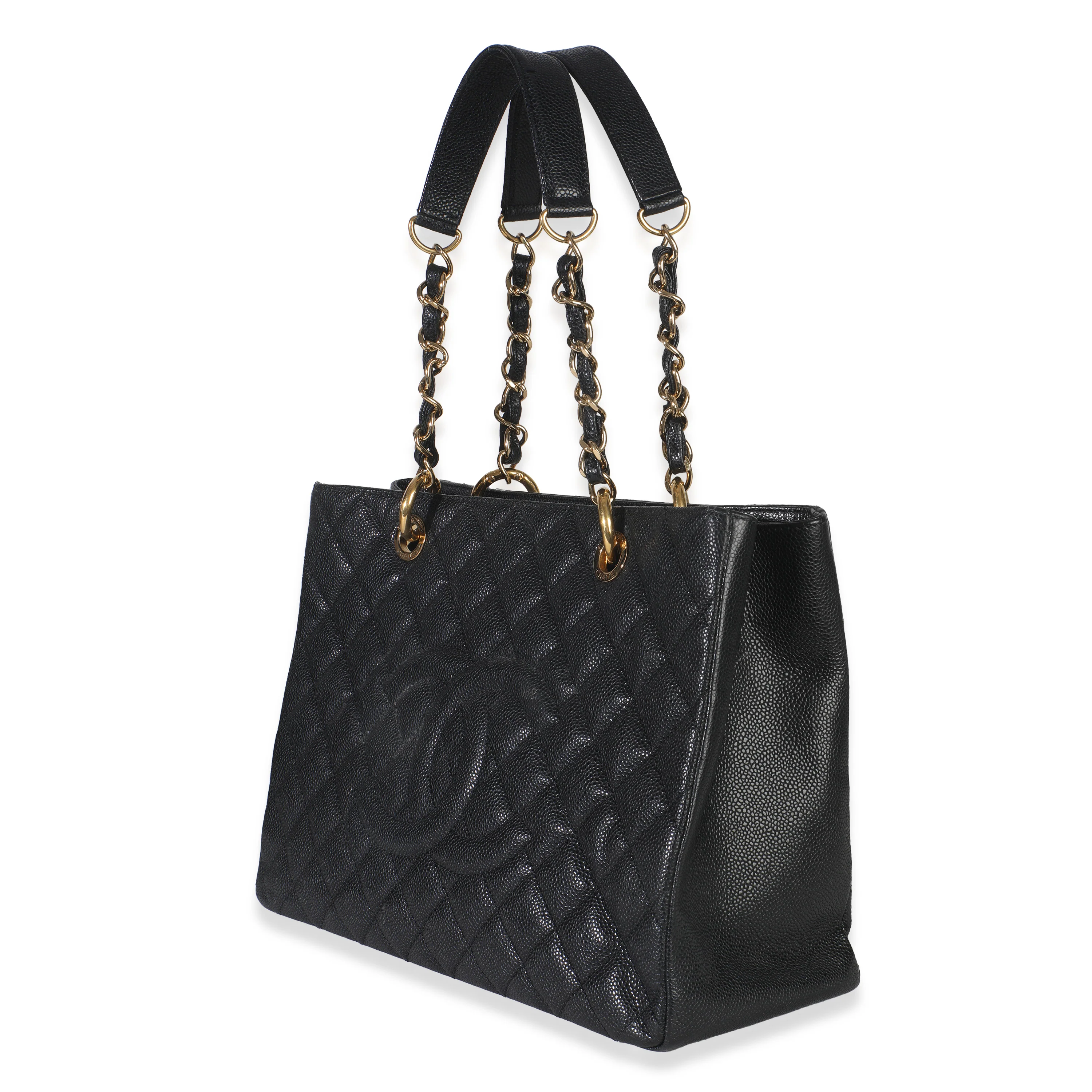 Black Quilted Caviar Grand Shopper Tote - Image 2