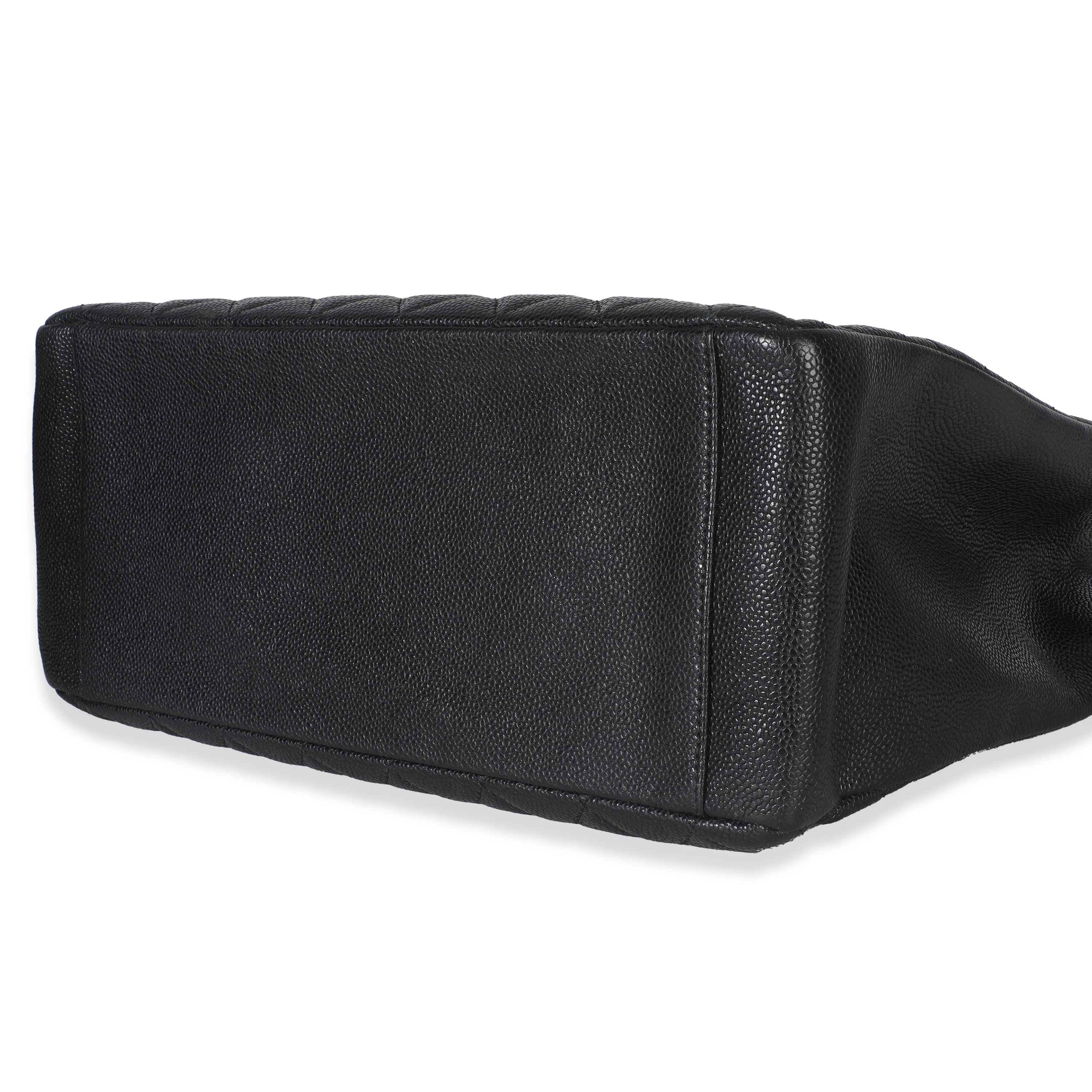 Black Quilted Caviar Grand Shopper Tote - Image 7