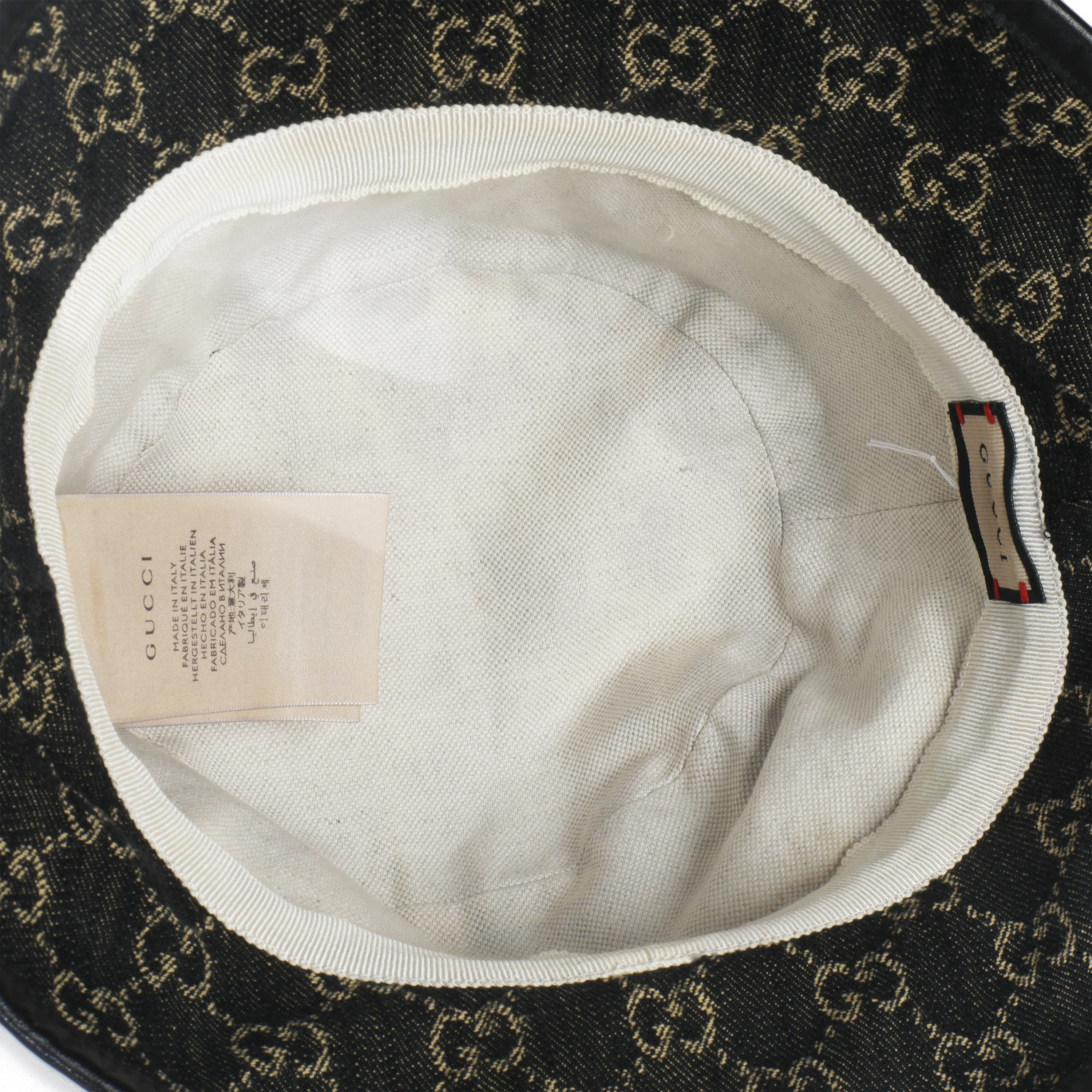 Black Ivory Jacquard Denim GG Monogram Oscar Bucket Hat L - Image 4