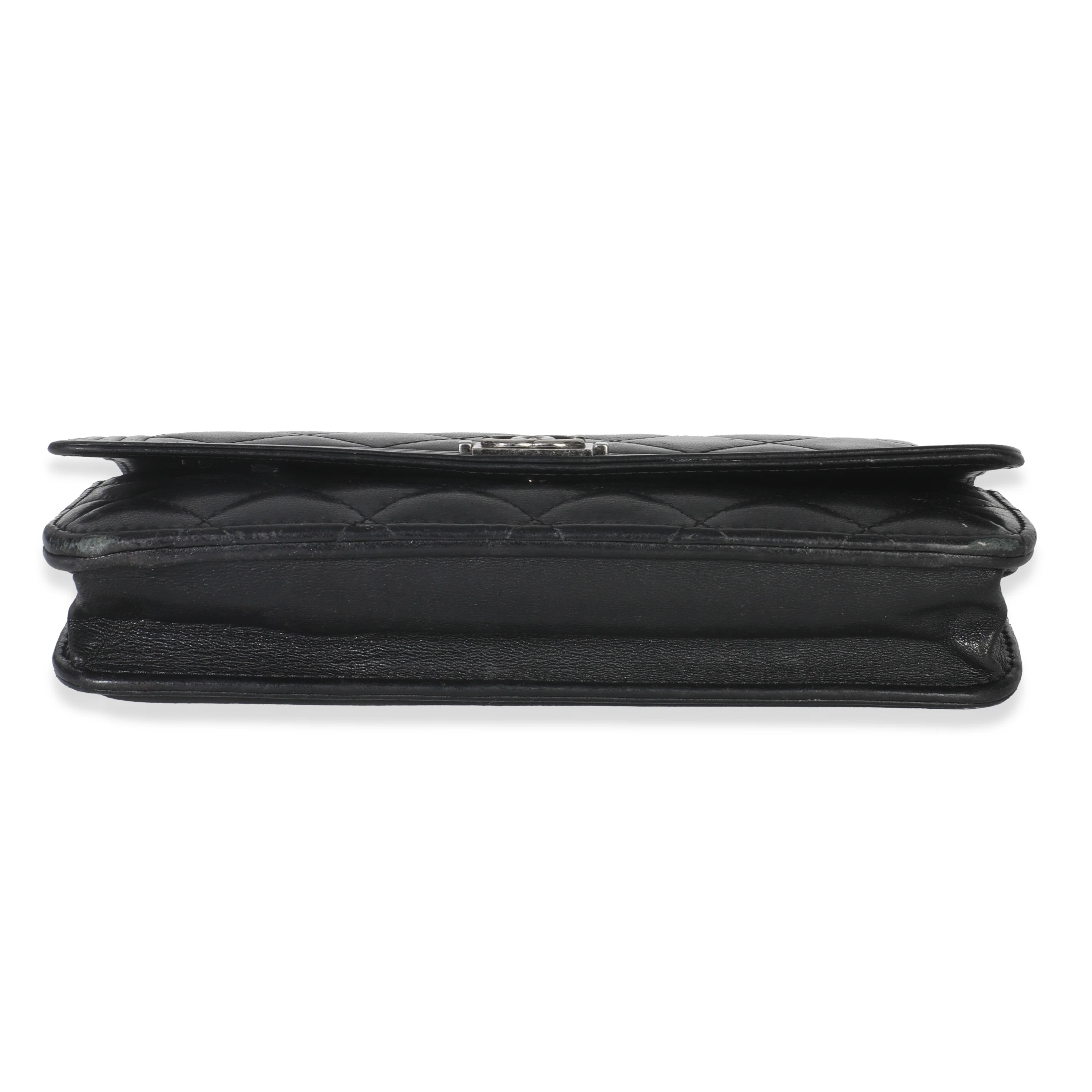 Black Quilted Lambskin Boy Wallet On Chain - Image 5