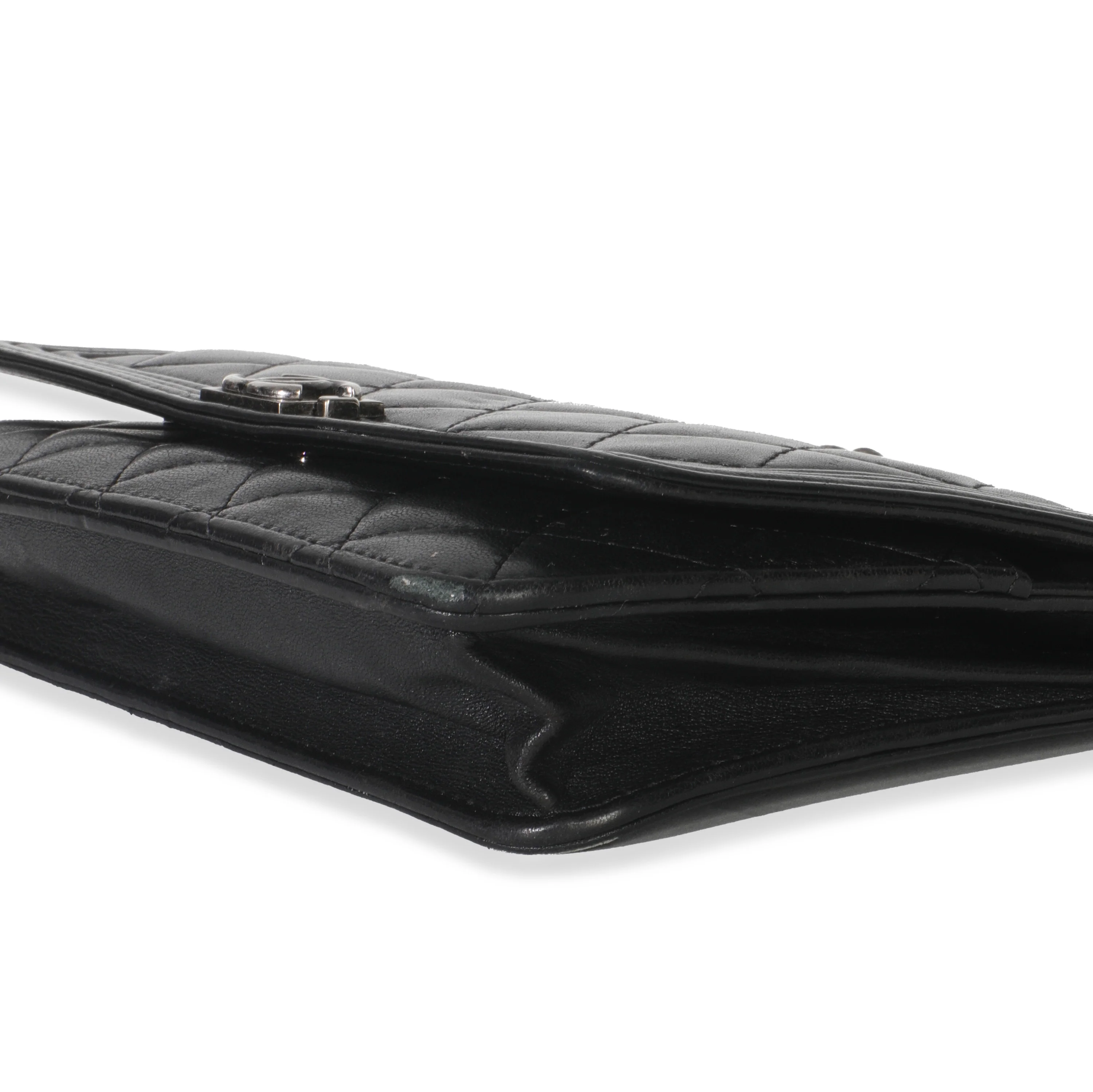 Black Quilted Lambskin Boy Wallet On Chain - Image 7