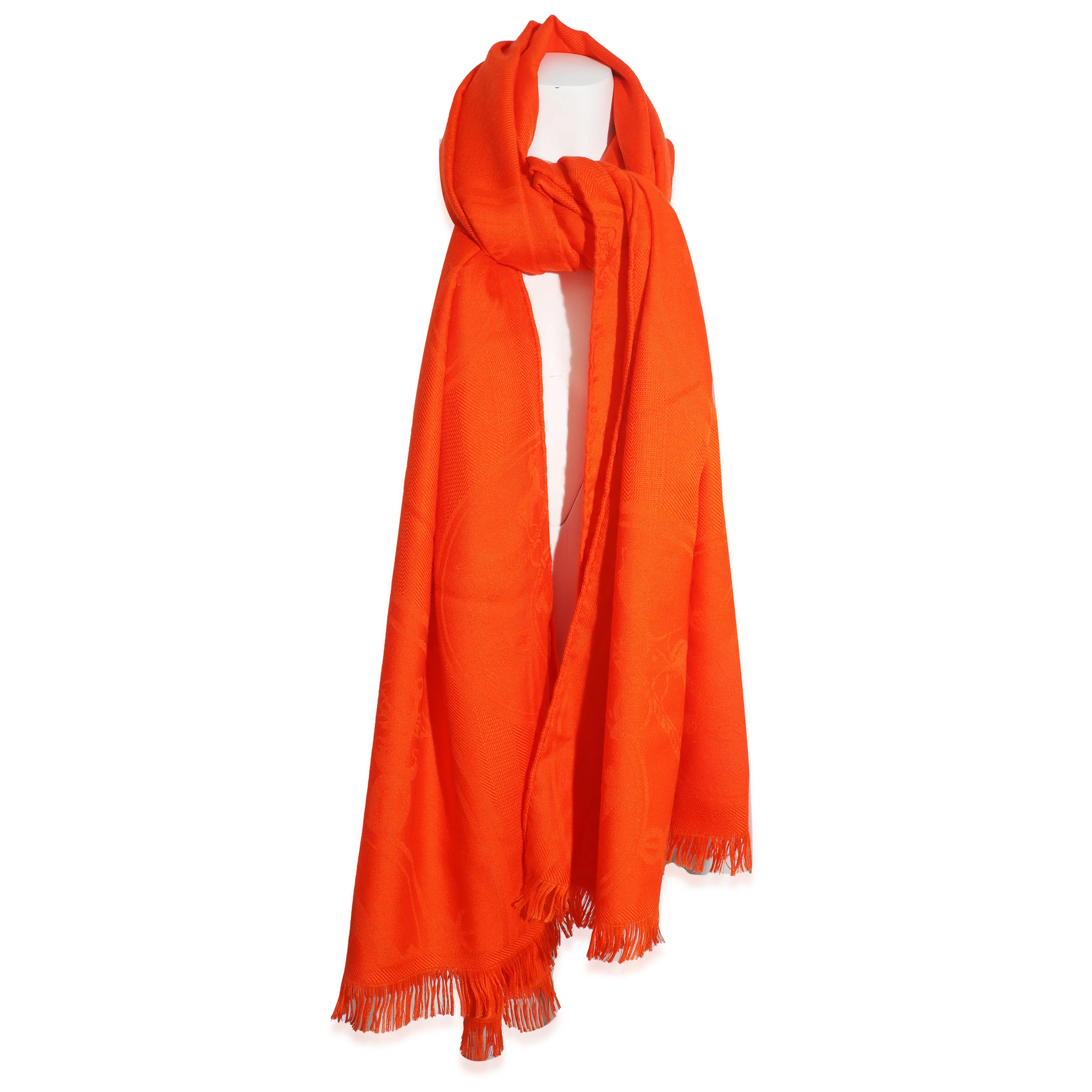 Orange Vif Cashmere Silk New Libris Stole - Image 2