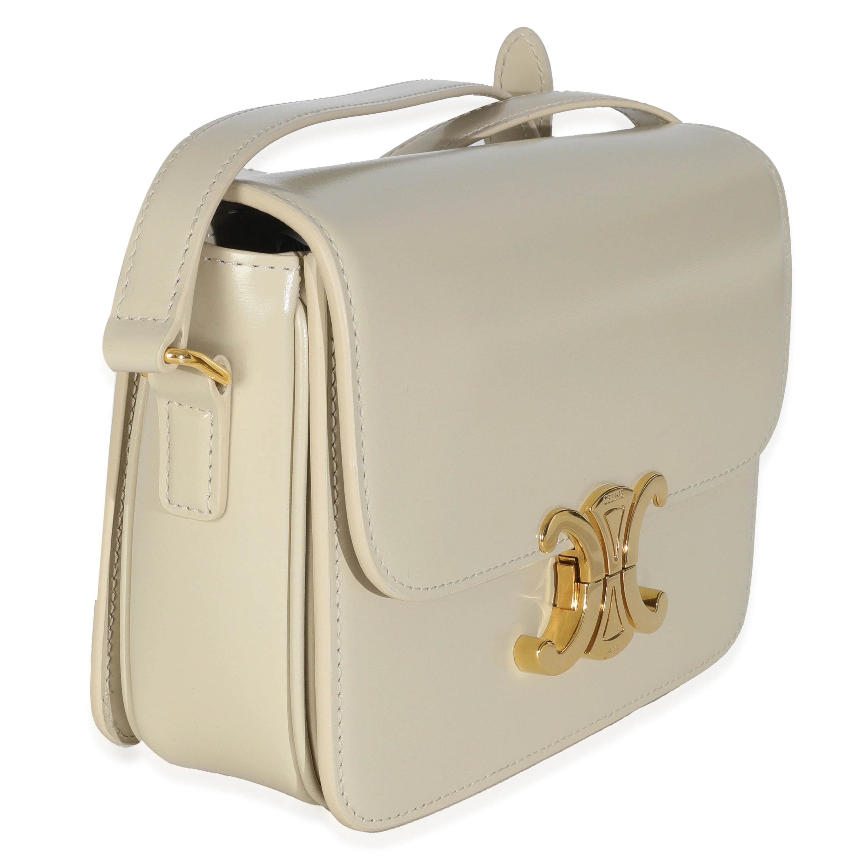 Light Stone Shiny Calfskin Classique Triomphe Bag - Image 3