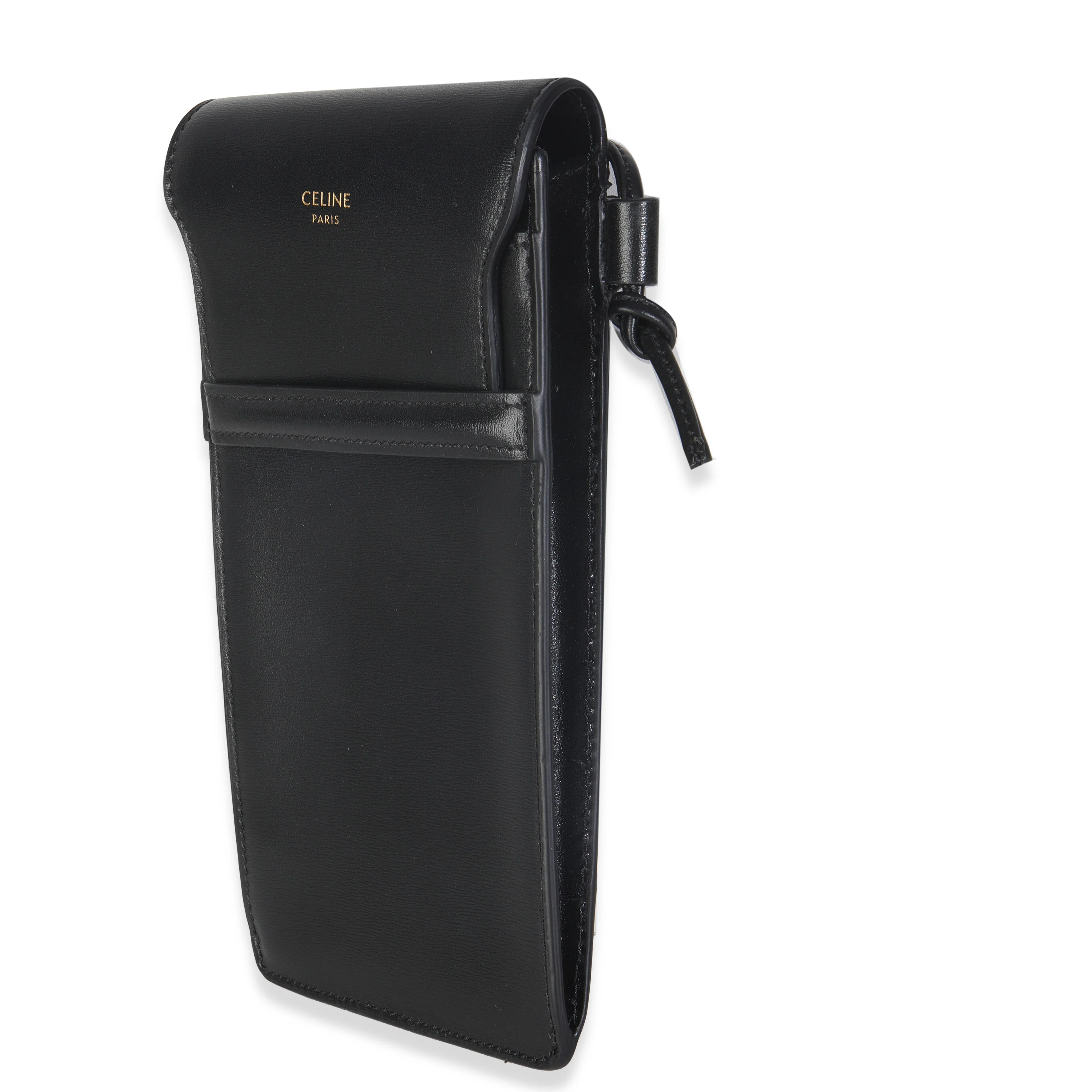 Black Smooth Calfskin Flap Phone Pouch - Image 2