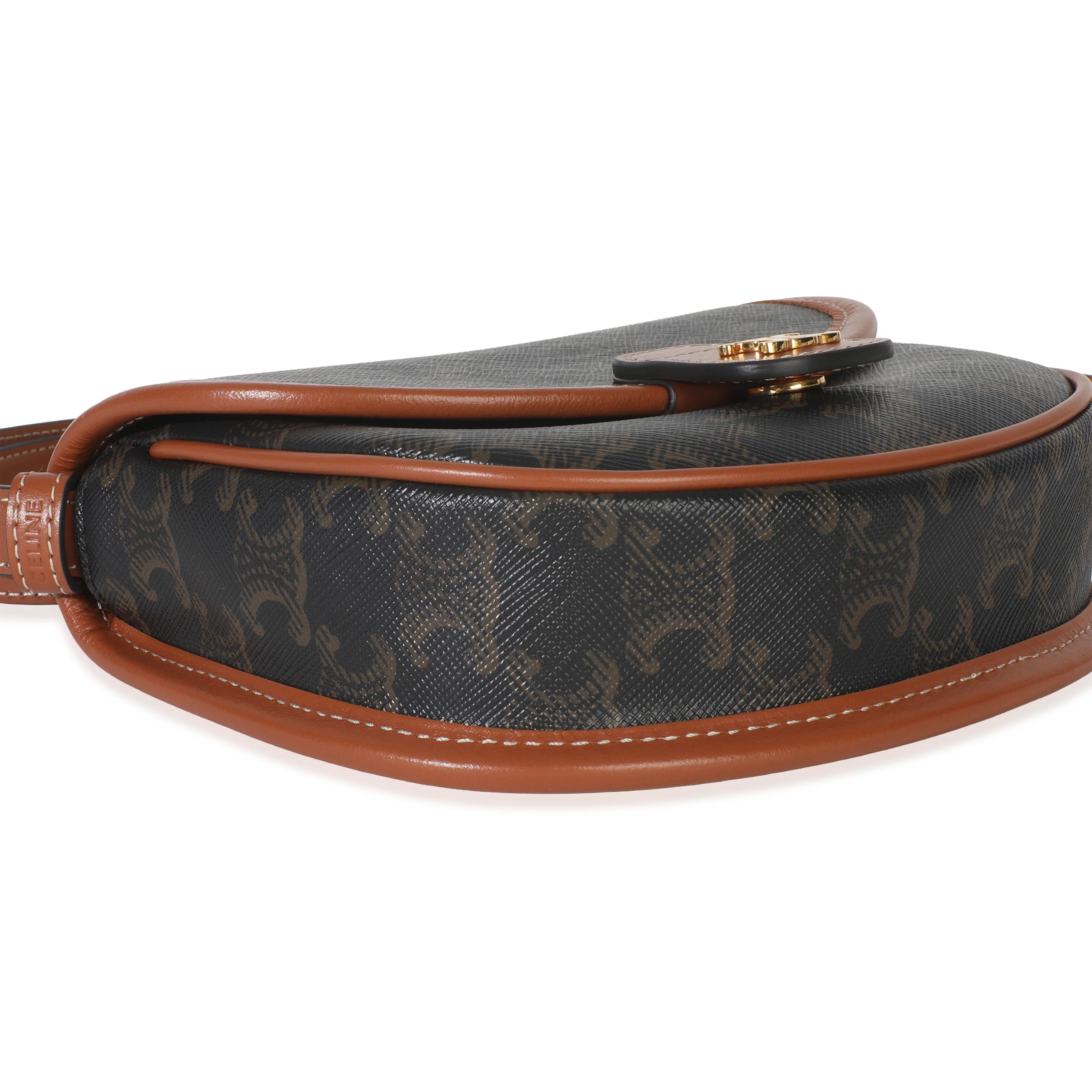Tan Calfskin Brown Triomphe Canvas Mini Besace - Image 6