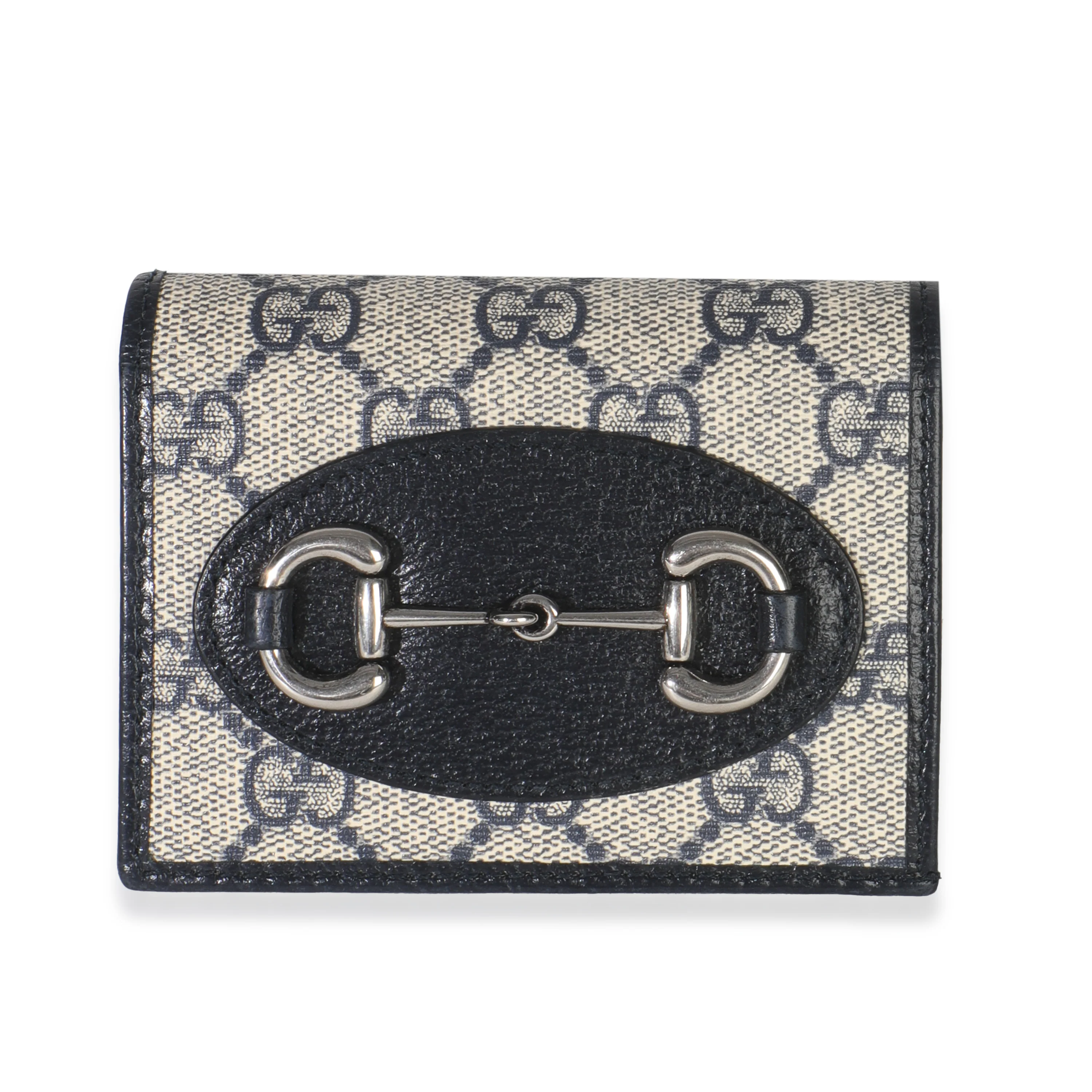 Navy GG Supreme Canvas 1955 Horsebit Card Case Wallet