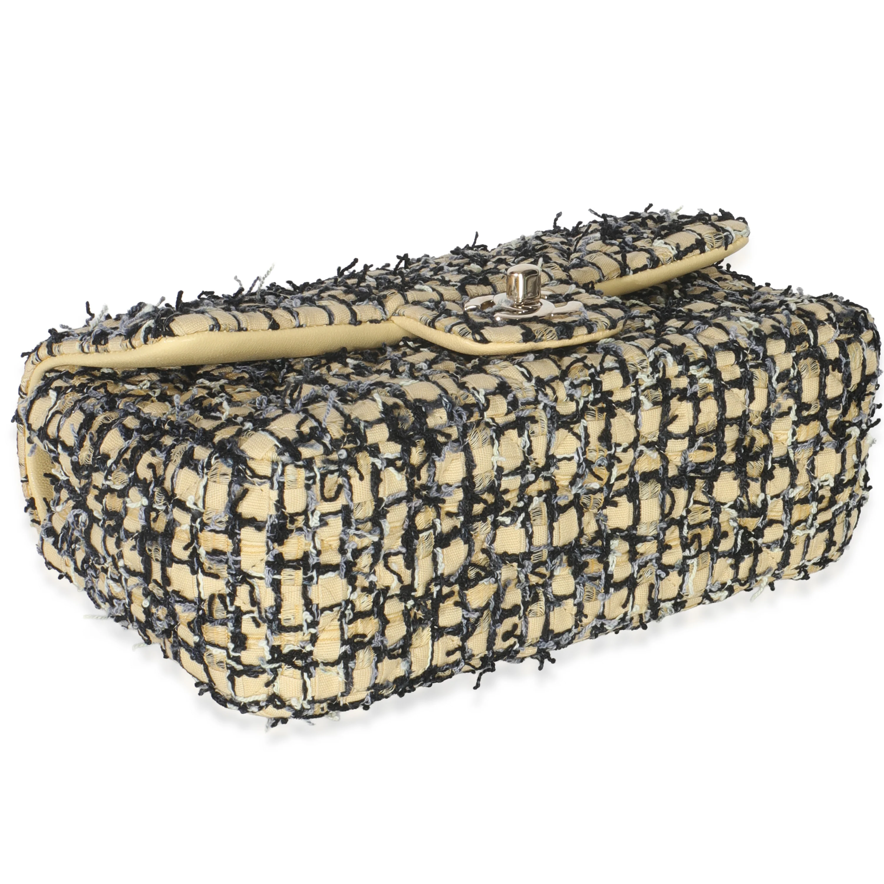 22P Black Yellow Tweed Mini Rectangular Flap Bag - Image 6