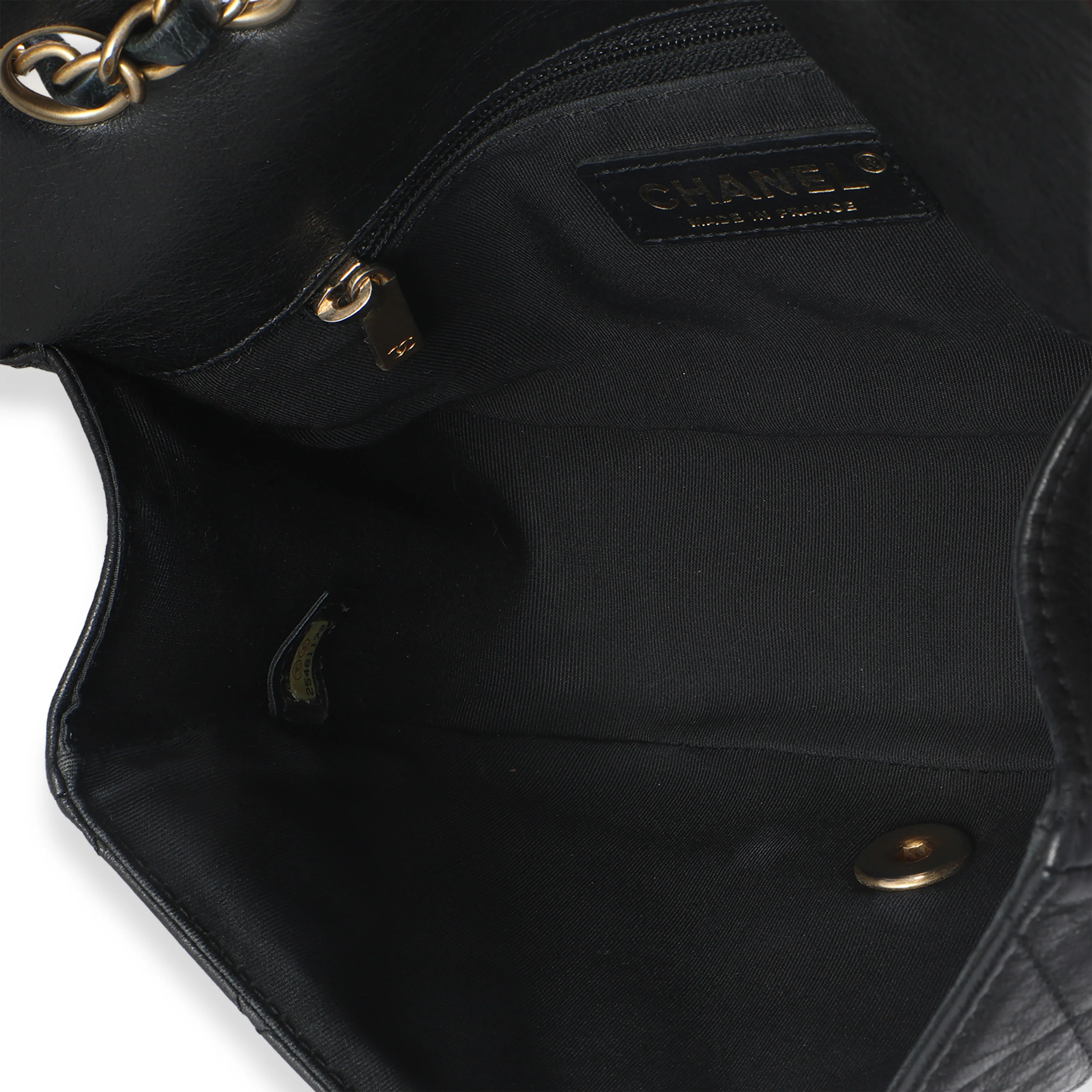 Black Quilted Lambskin CC Braided Saddle Flap Bag - Image 11