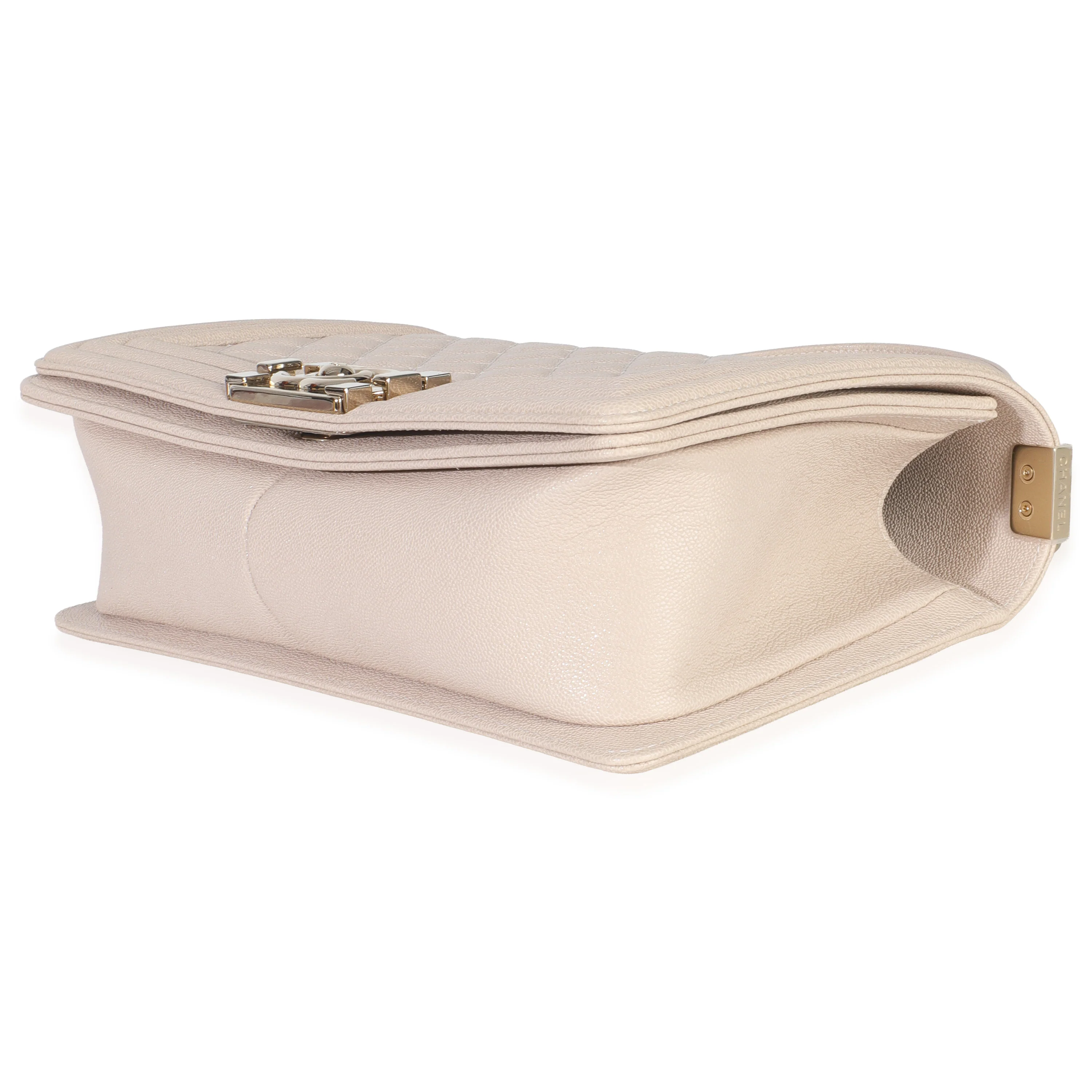 Beige Quilted Caviar Medium Boy Handbag - Image 7