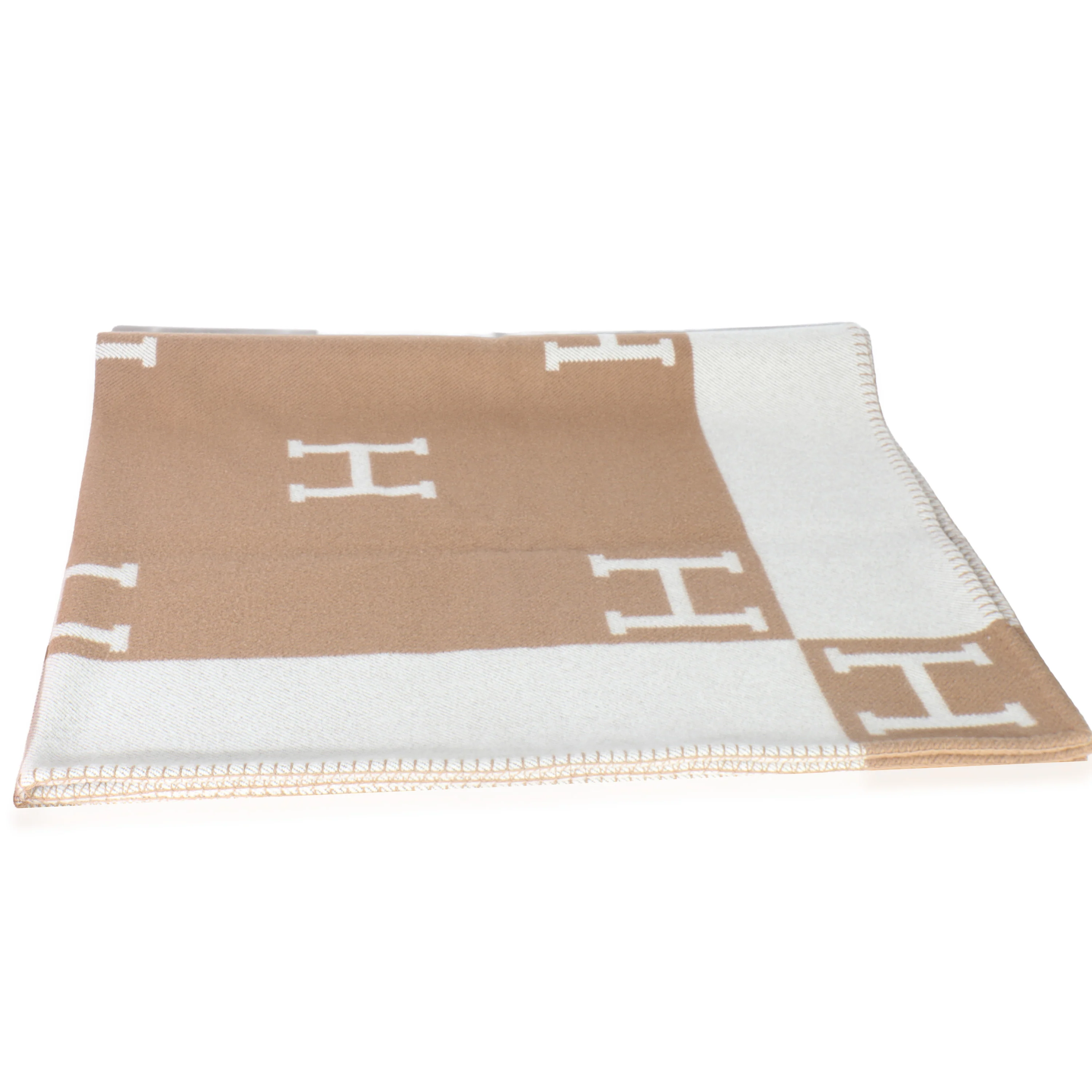 Ecru Camel Wool Cashmere Avalon Throw Blanket - Image 4