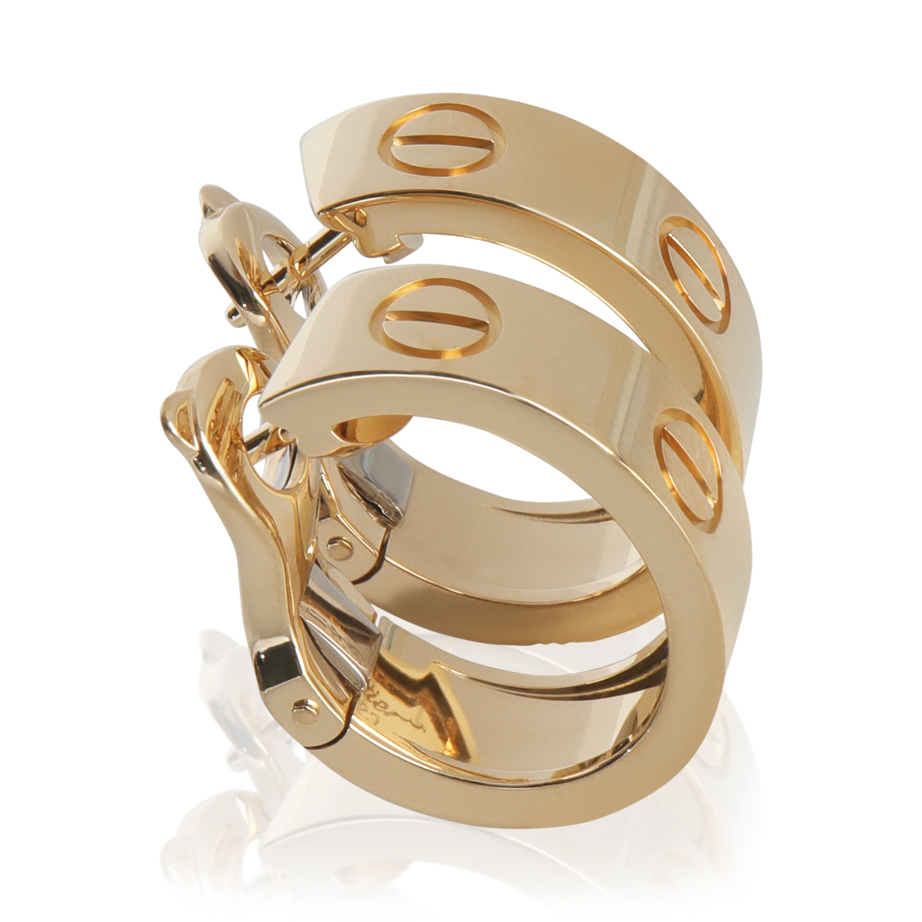 Yellow Gold  Love Hoop Earrings - Image 2