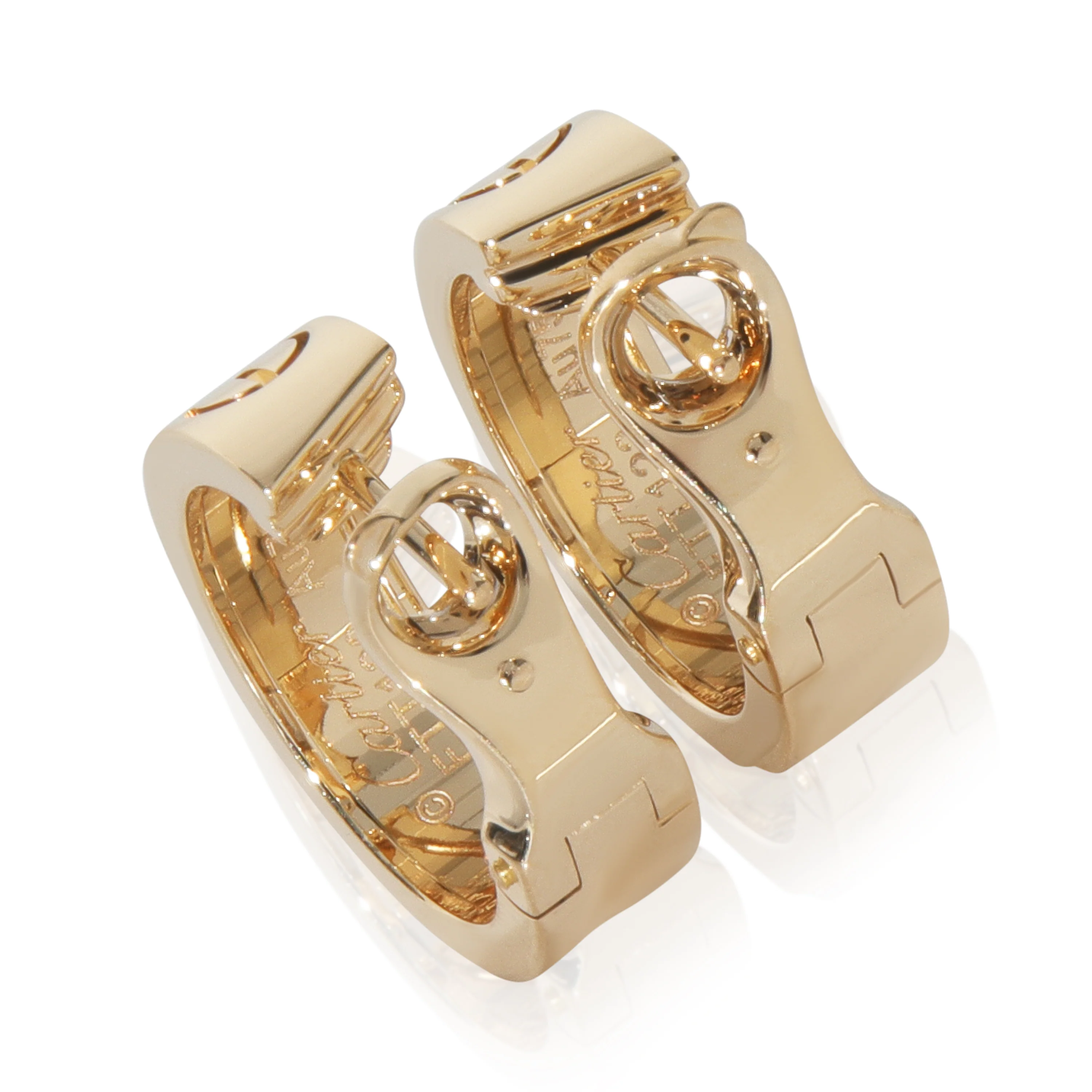 Yellow Gold  Love Hoop Earrings - Image 4