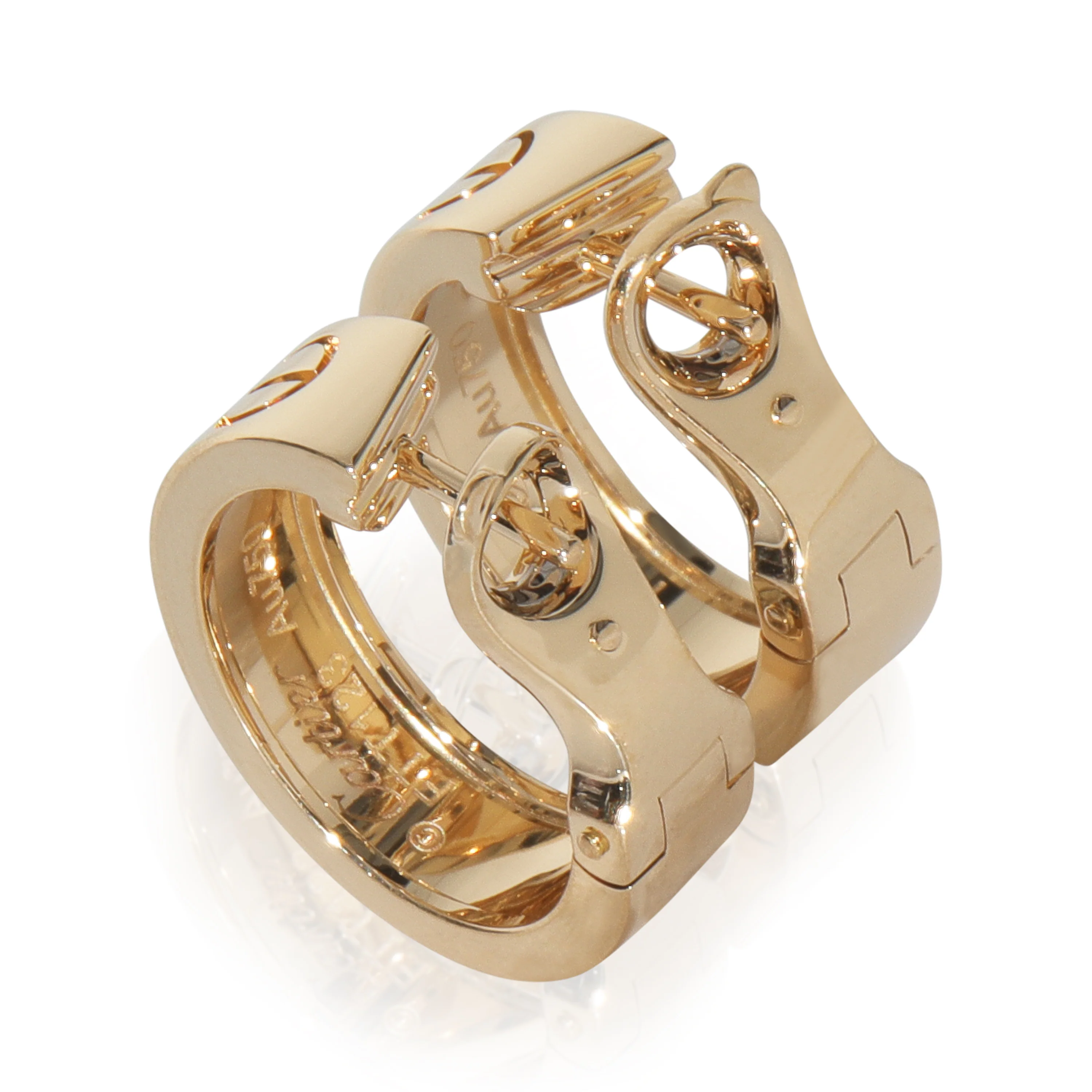 Yellow Gold  Love Hoop Earrings - Image 6