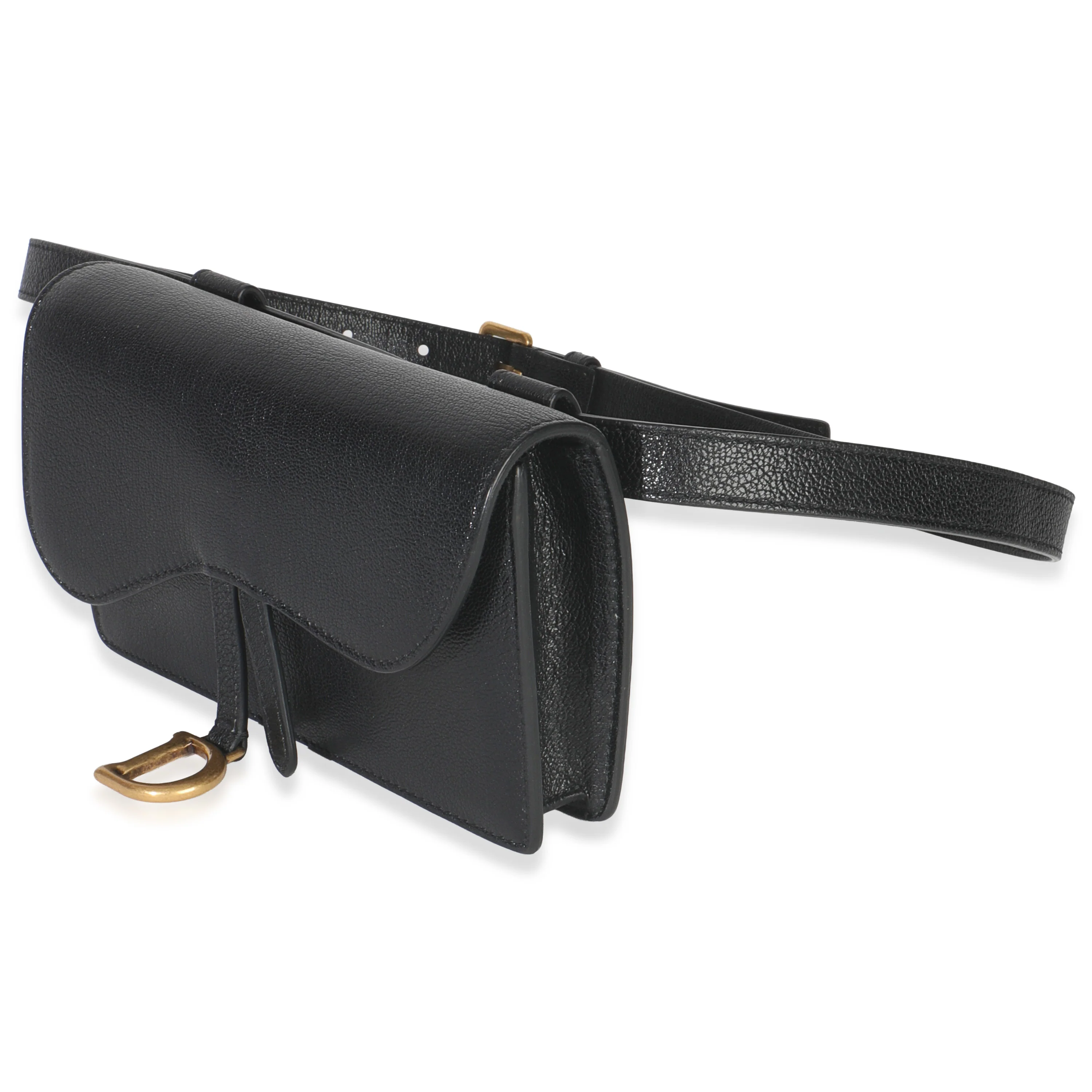 Black Leather Saddle Belt Pouch - Image 2