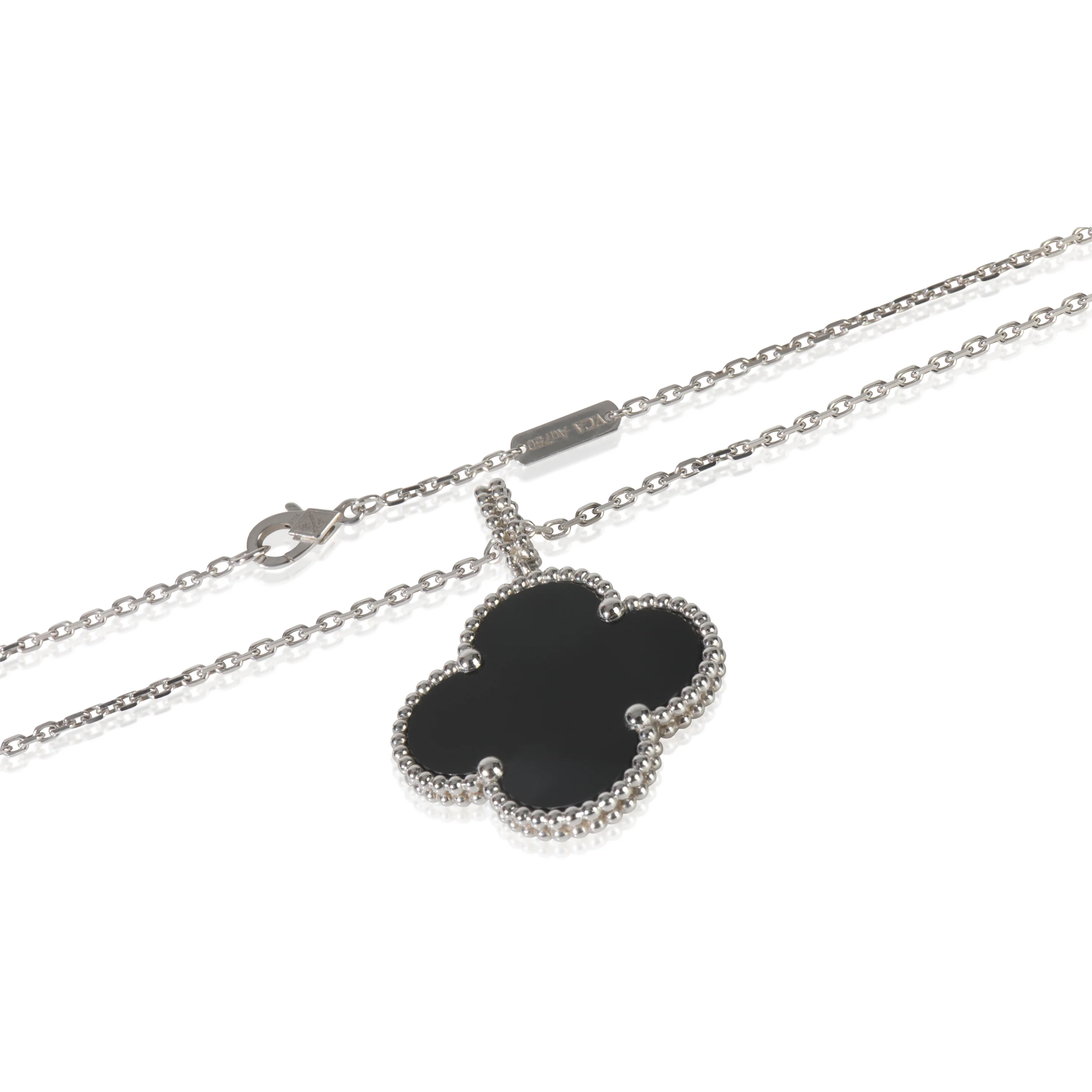 White Gold Onyx Magic Alhambra Necklace - Image 2