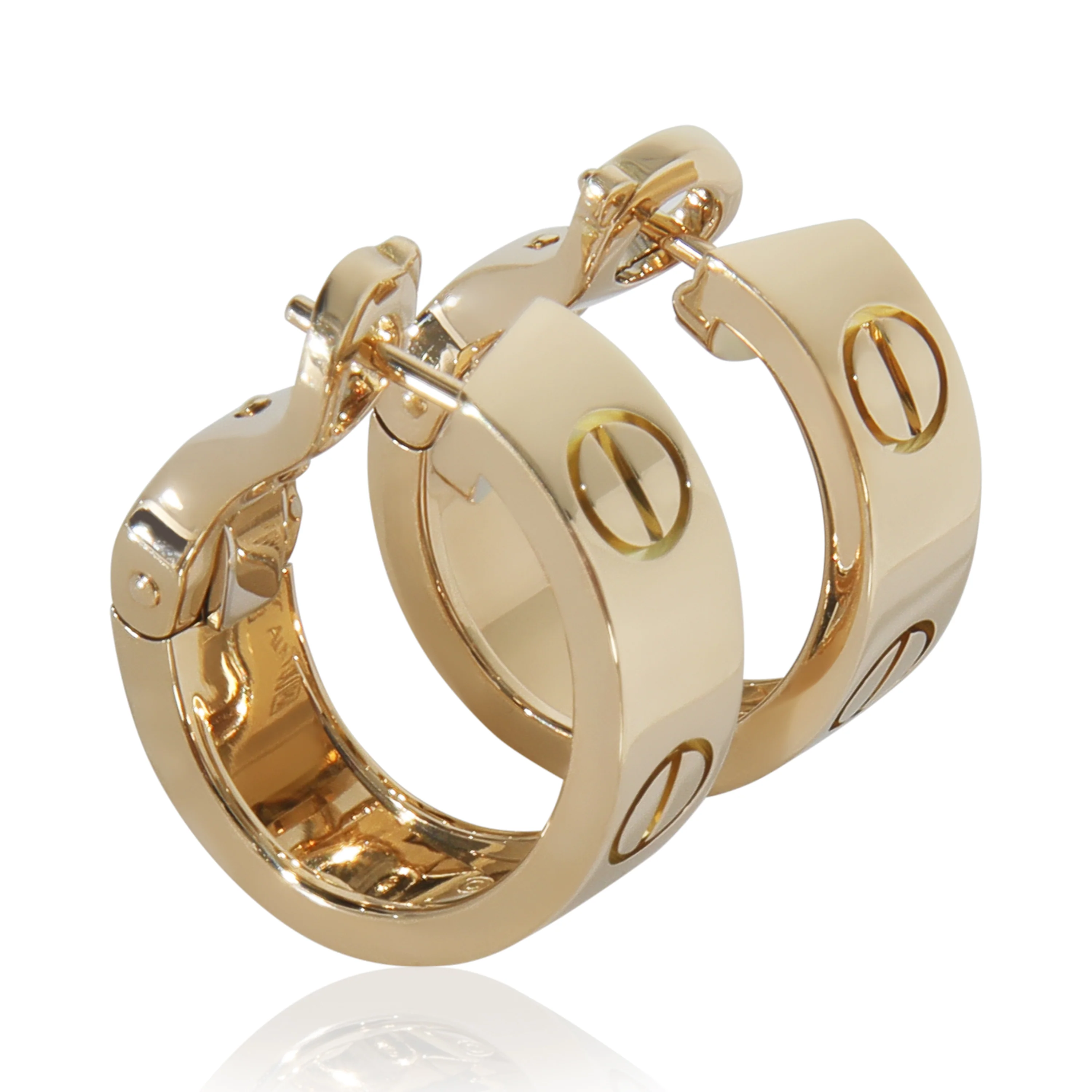 Yellow Gold Love Hoop Earrings - Image 2