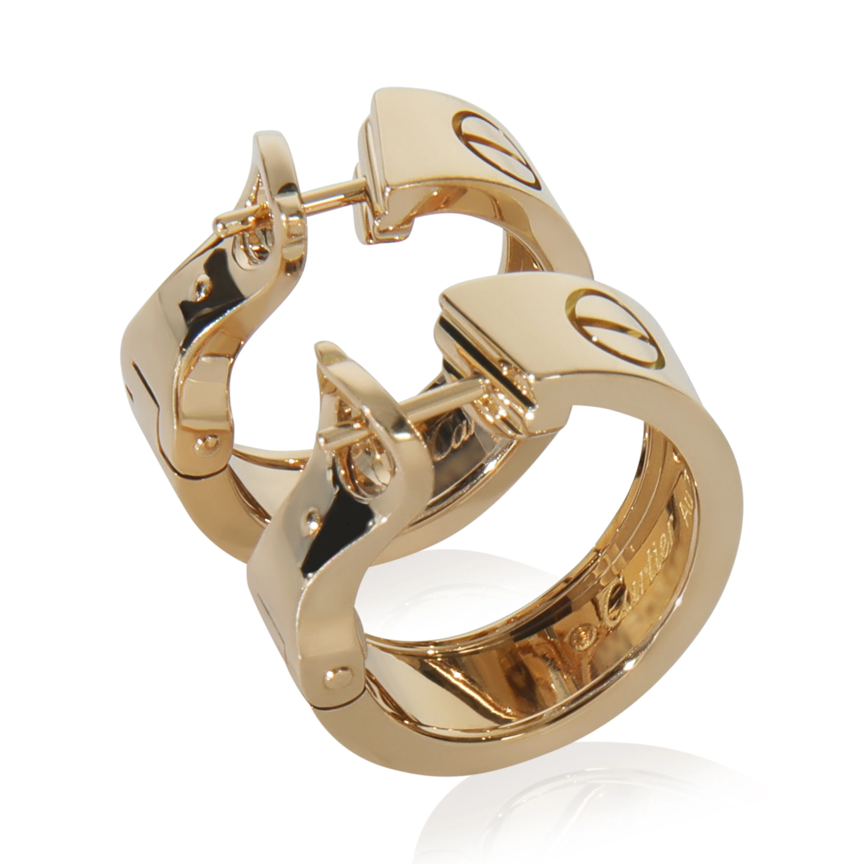 Yellow Gold Love Hoop Earrings - Image 3