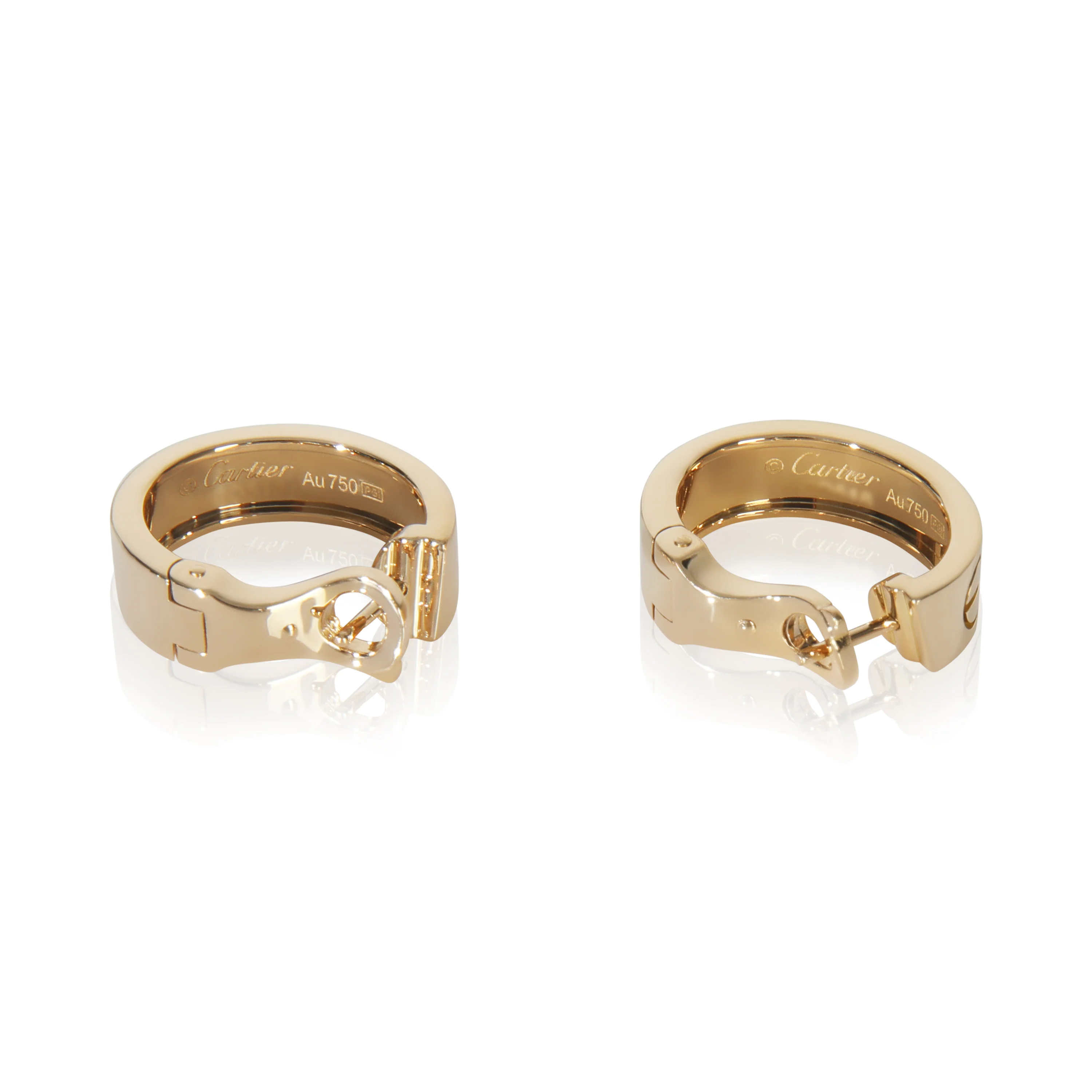 Yellow Gold Love Hoop Earrings - Image 4