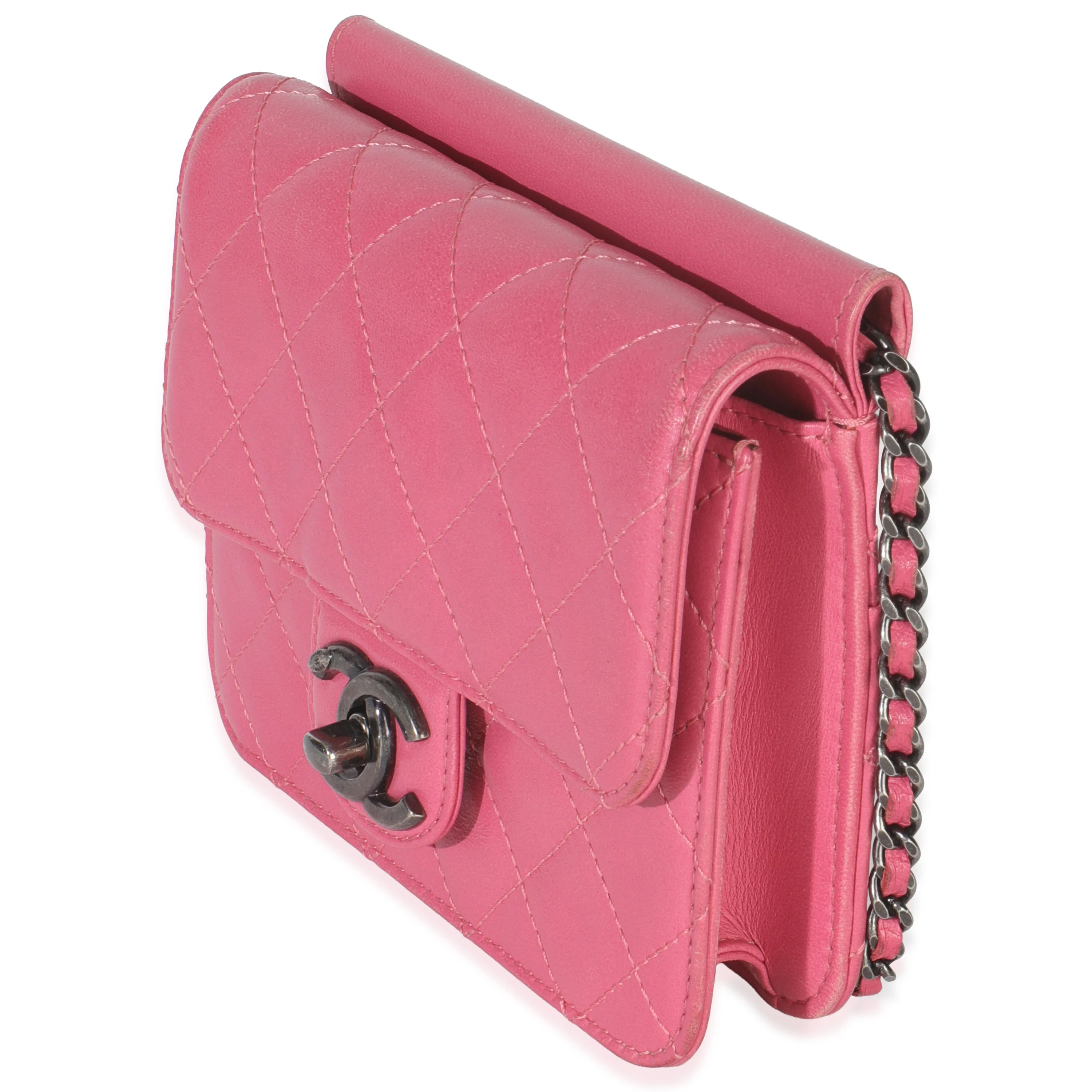 Pink Quilted Lambskin Mini Crossing Times Flap Bag - Image 2
