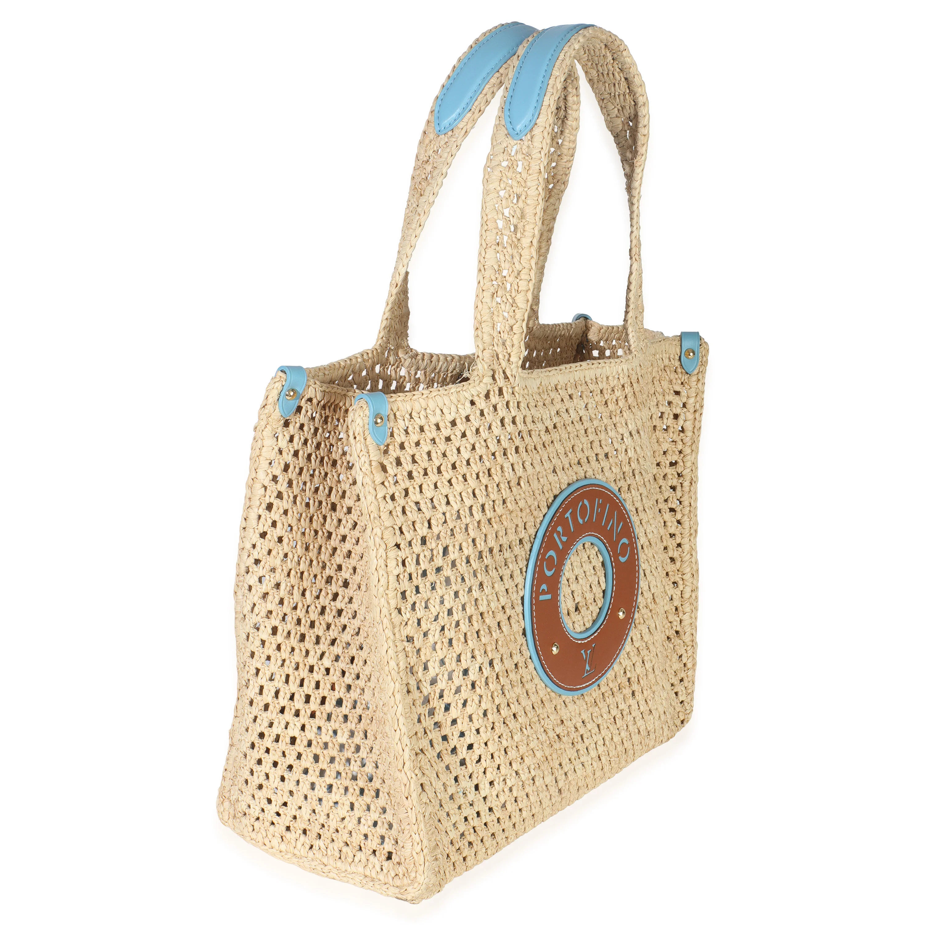 Natural Raffia Calfskin Portofino OnTheGo MM - Image 3