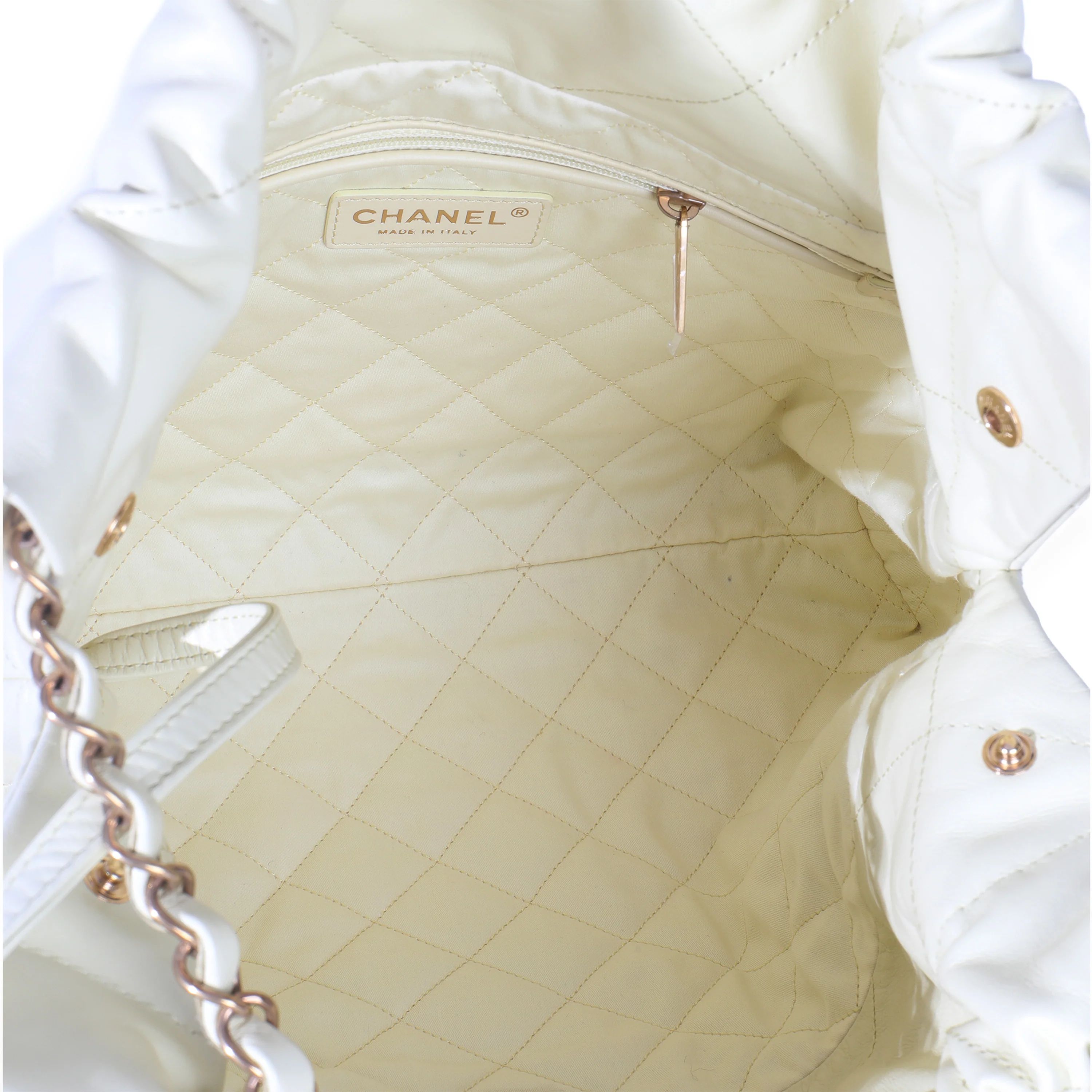 Pale Yellow Quilted Lambskin Chanel Small 22 Hobo - Image 10