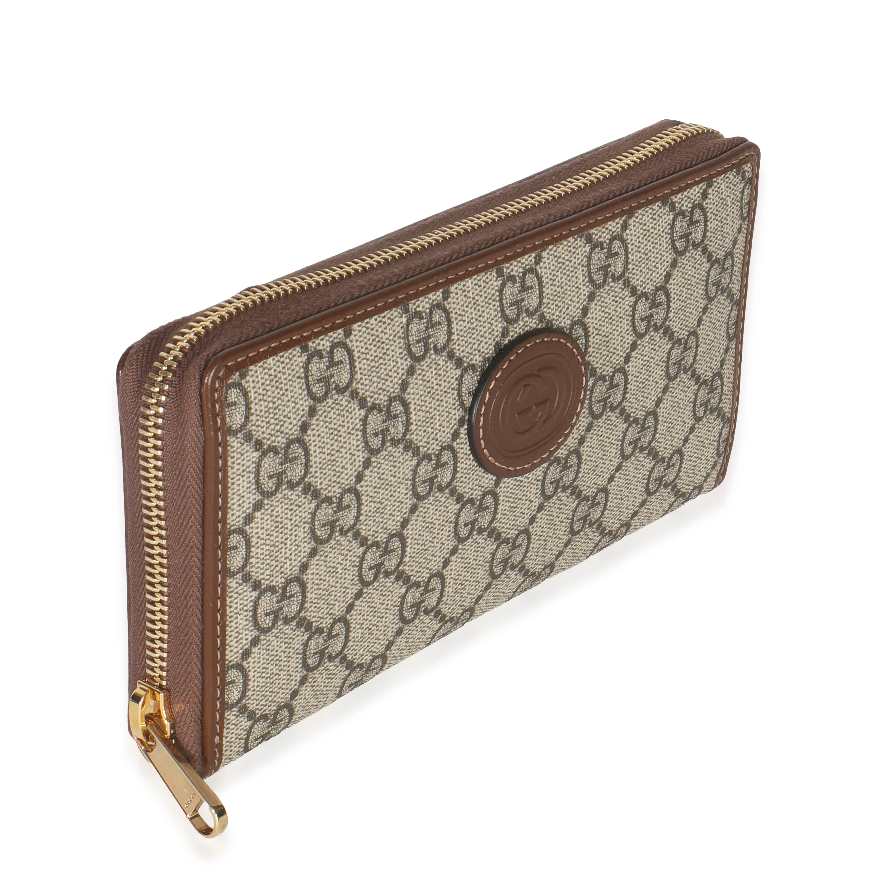 Beige Brown GG Supreme Canvas Retro Interlocking G Wallet - Image 2