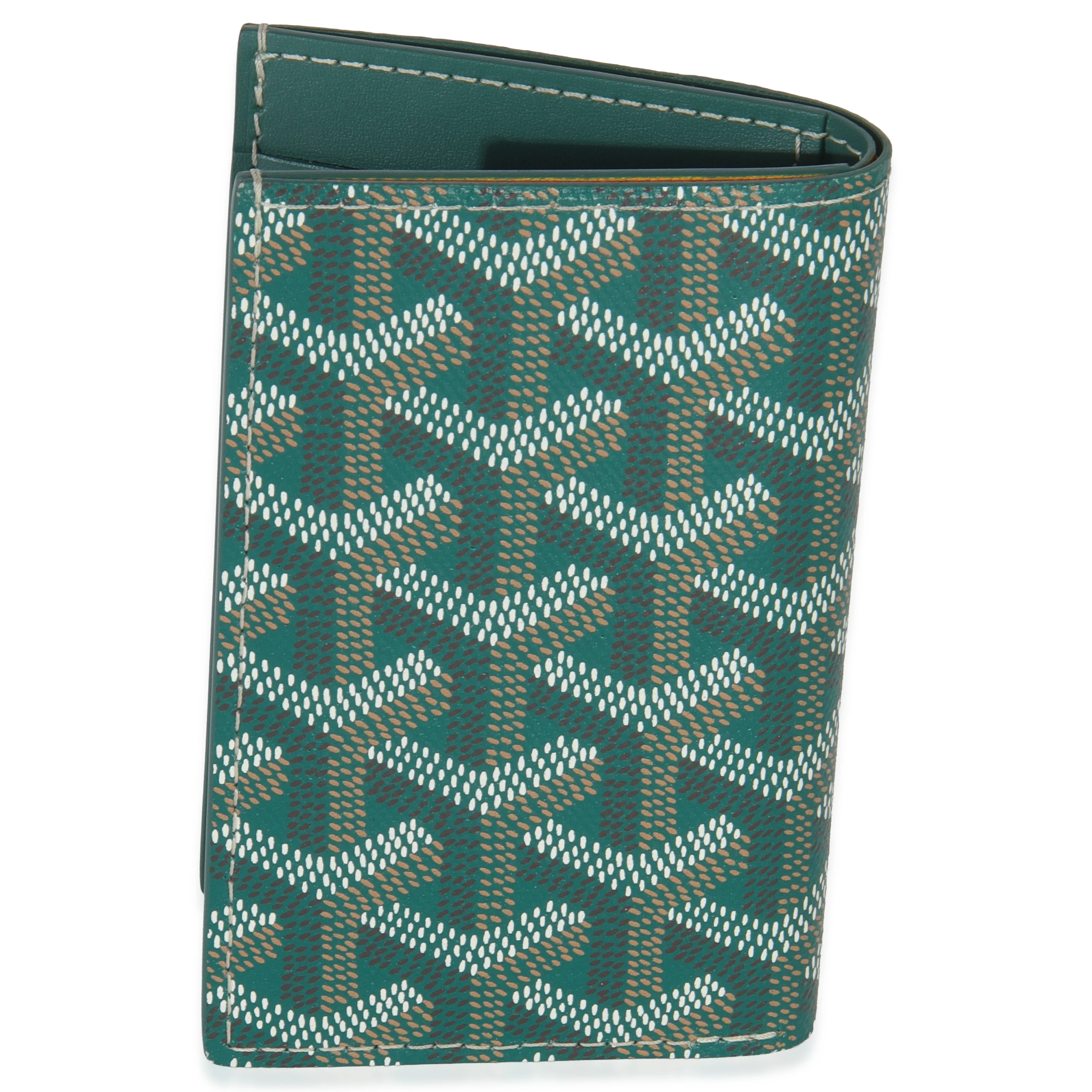 Green Goyardine Canvas Saint Pierre Card Holder - Image 3