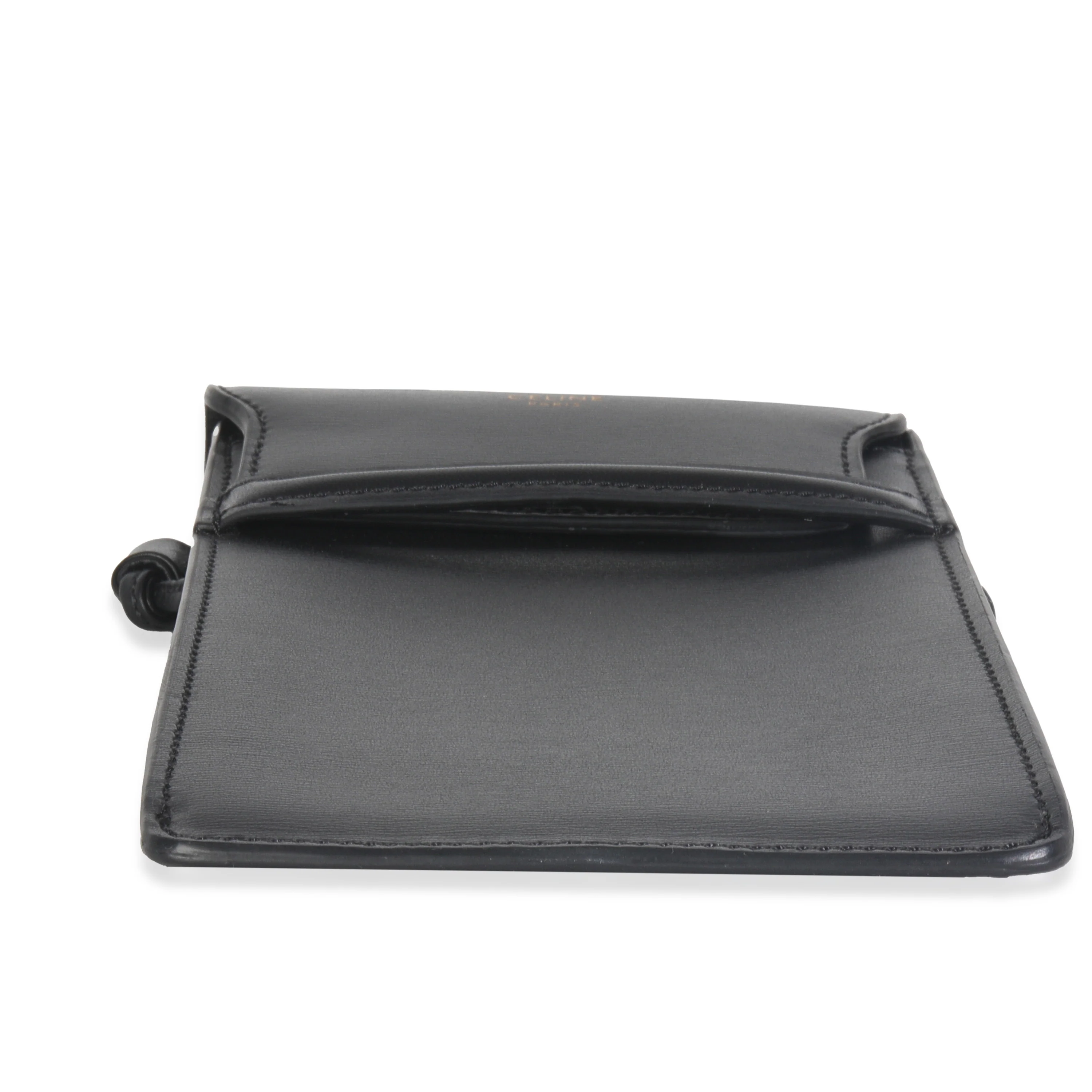 Black Smooth Calfskin Flap Phone Pouch - Image 4