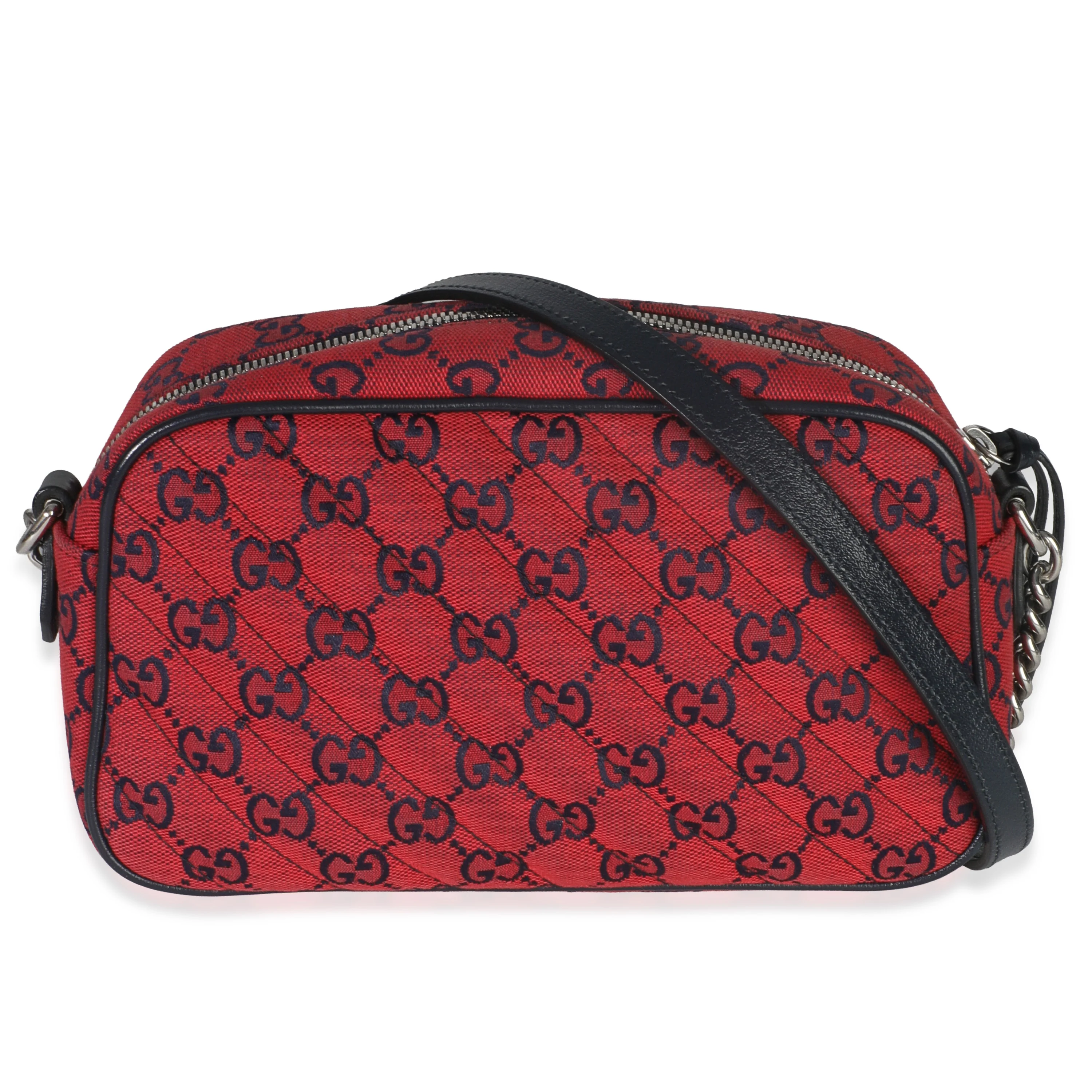 Red GG Diagonal Quilted Canvas Small GG Marmont Camera Bag - Image 4