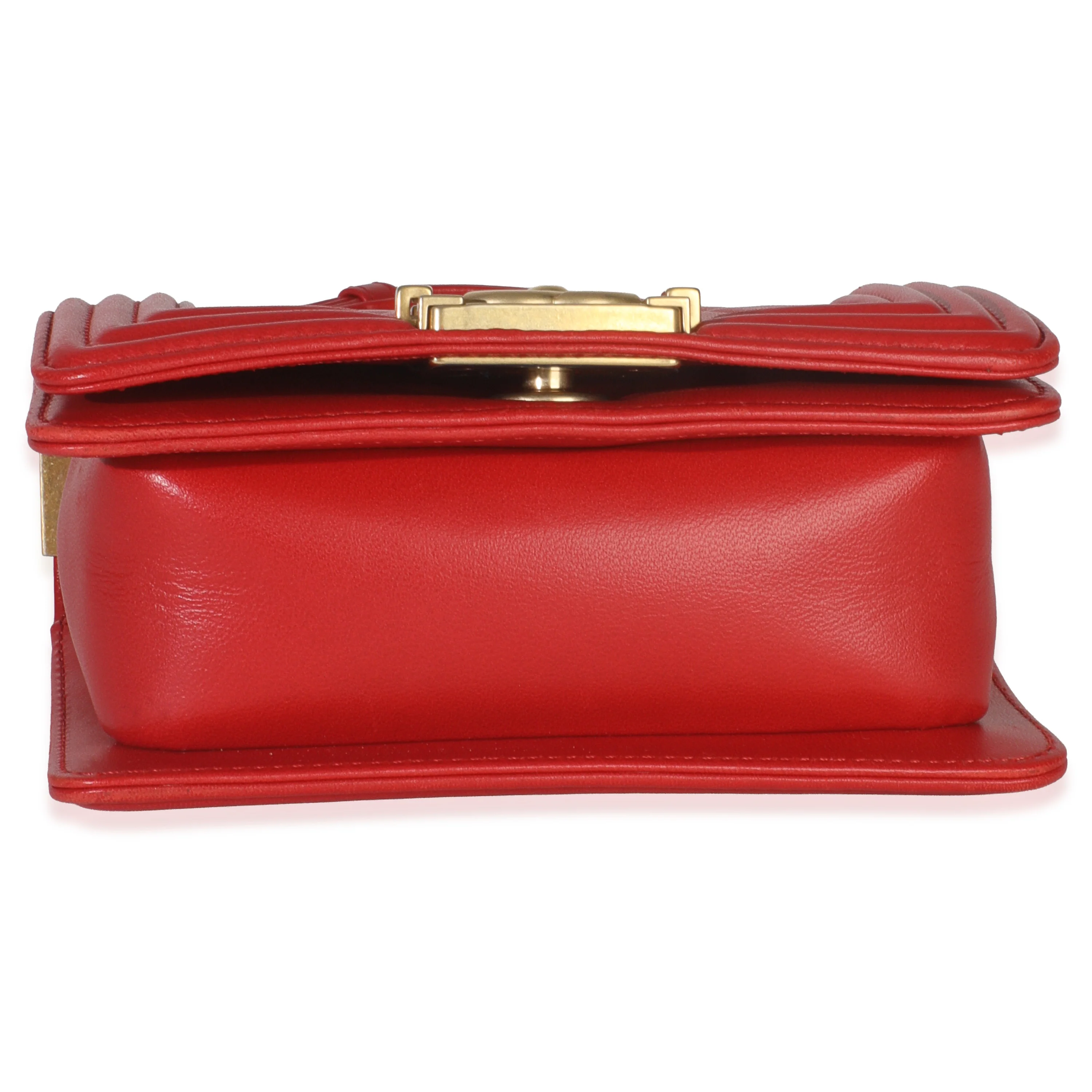 Red Quilted Lambskin Mini Boy Bag - Image 5