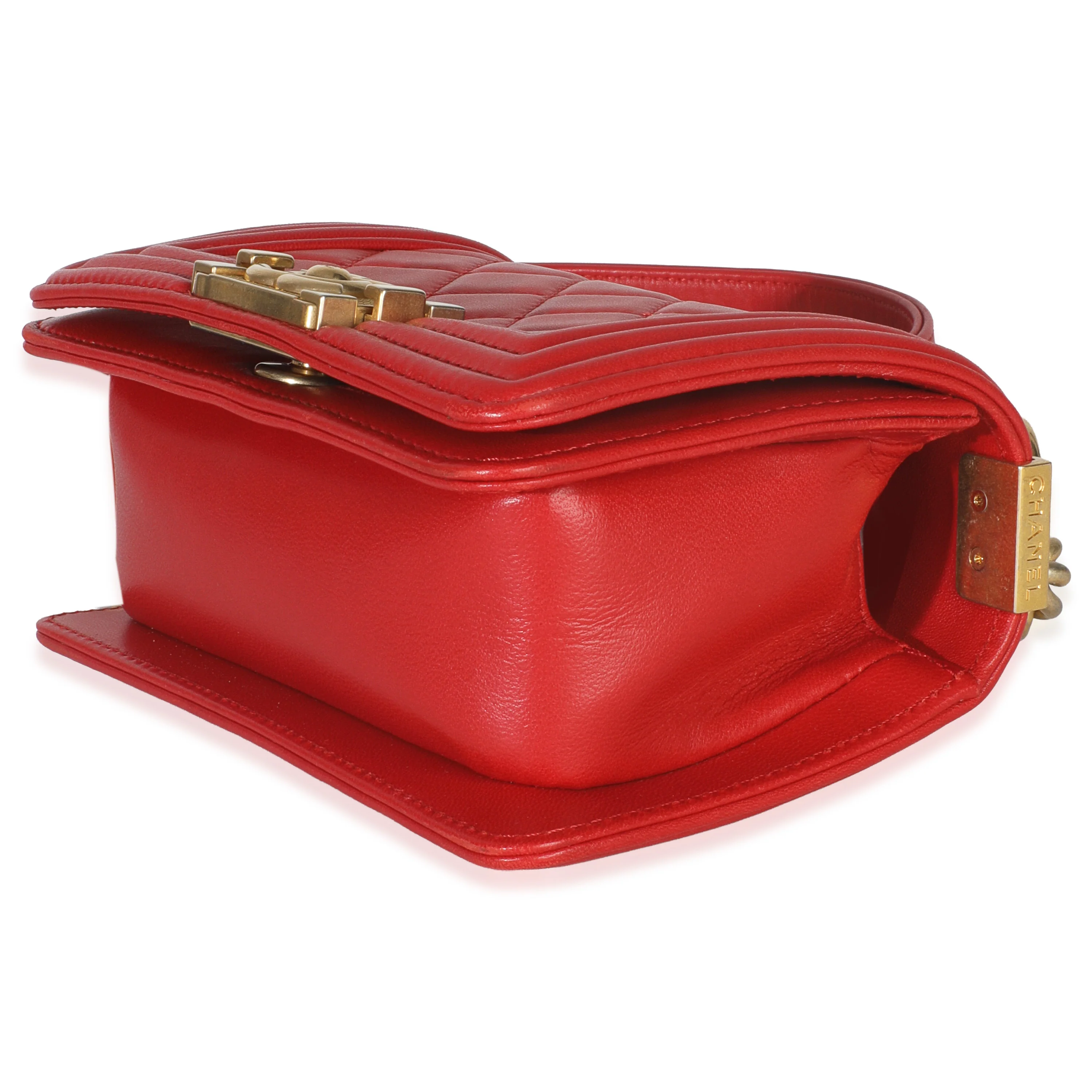 Red Quilted Lambskin Mini Boy Bag - Image 7
