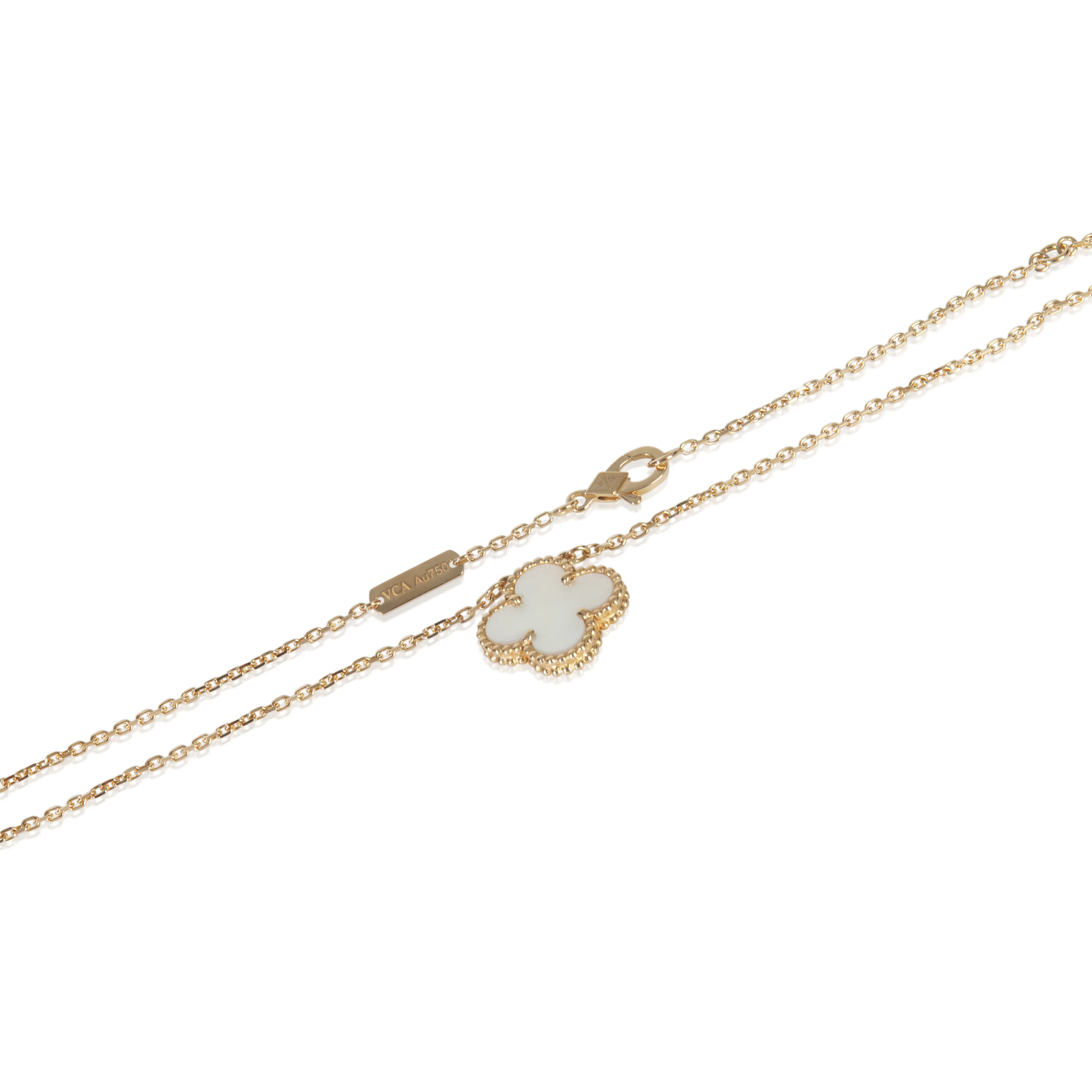 Yellow Gold Mother Of Pearl Vintage Alhambra Pendant - Image 2
