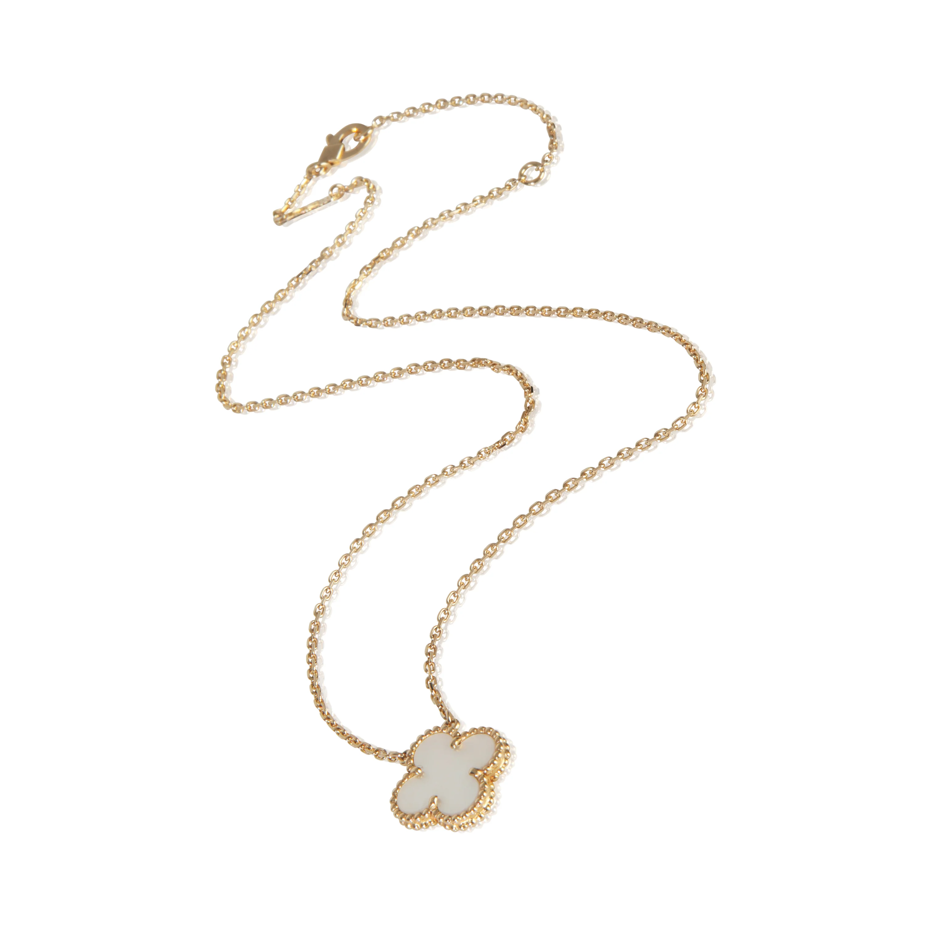 Yellow Gold Mother Of Pearl Vintage Alhambra Pendant - Image 4