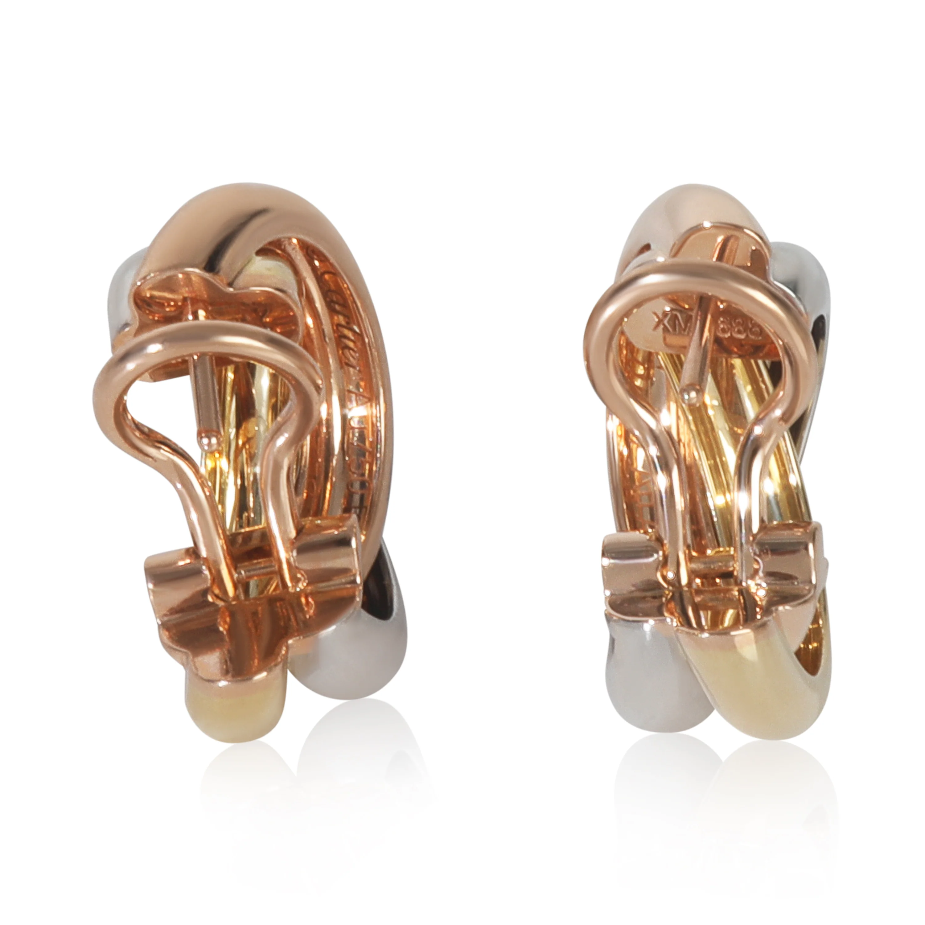 3-Tone Gold  Classic Trinity Hoop Earrings - Image 3