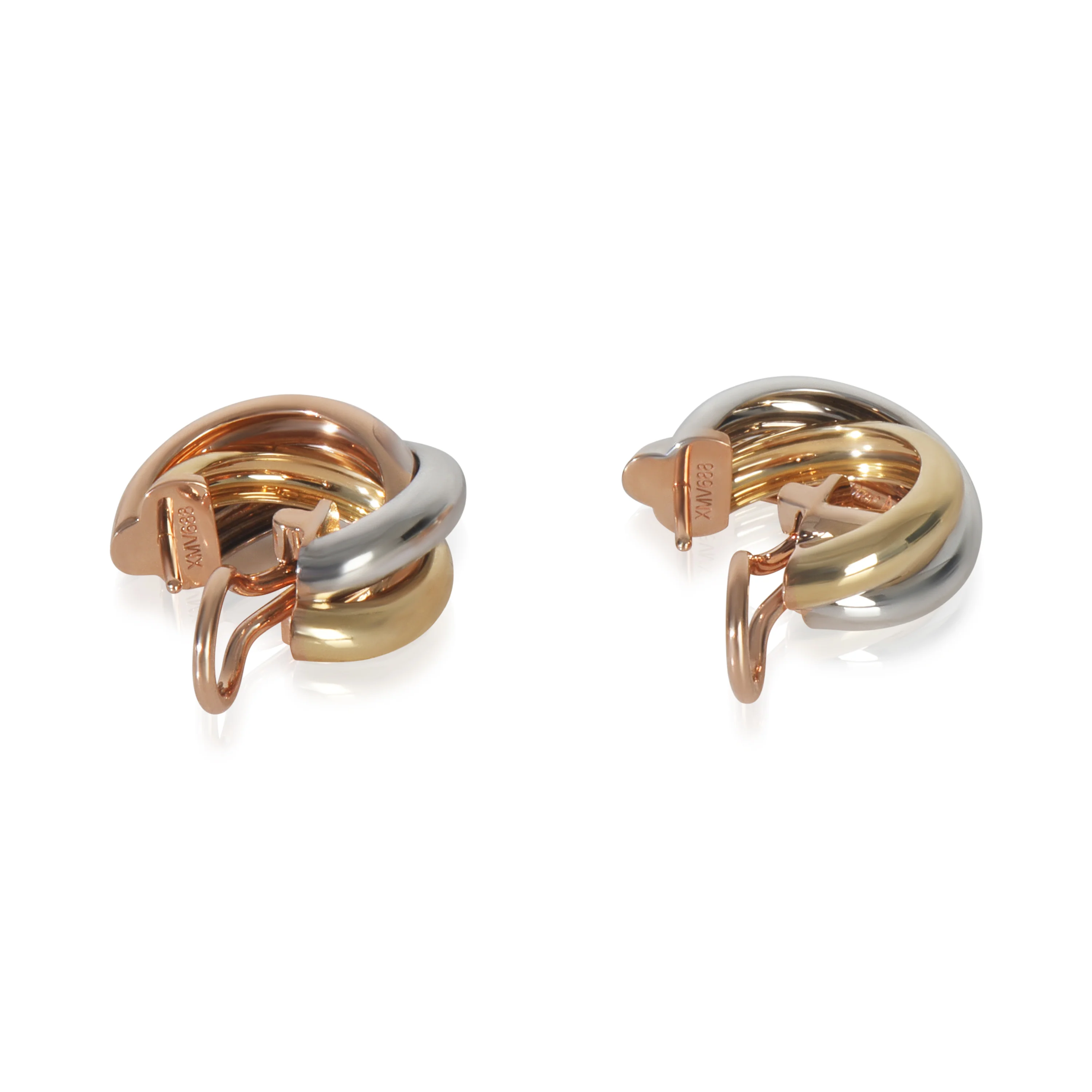 3-Tone Gold  Classic Trinity Hoop Earrings - Image 4