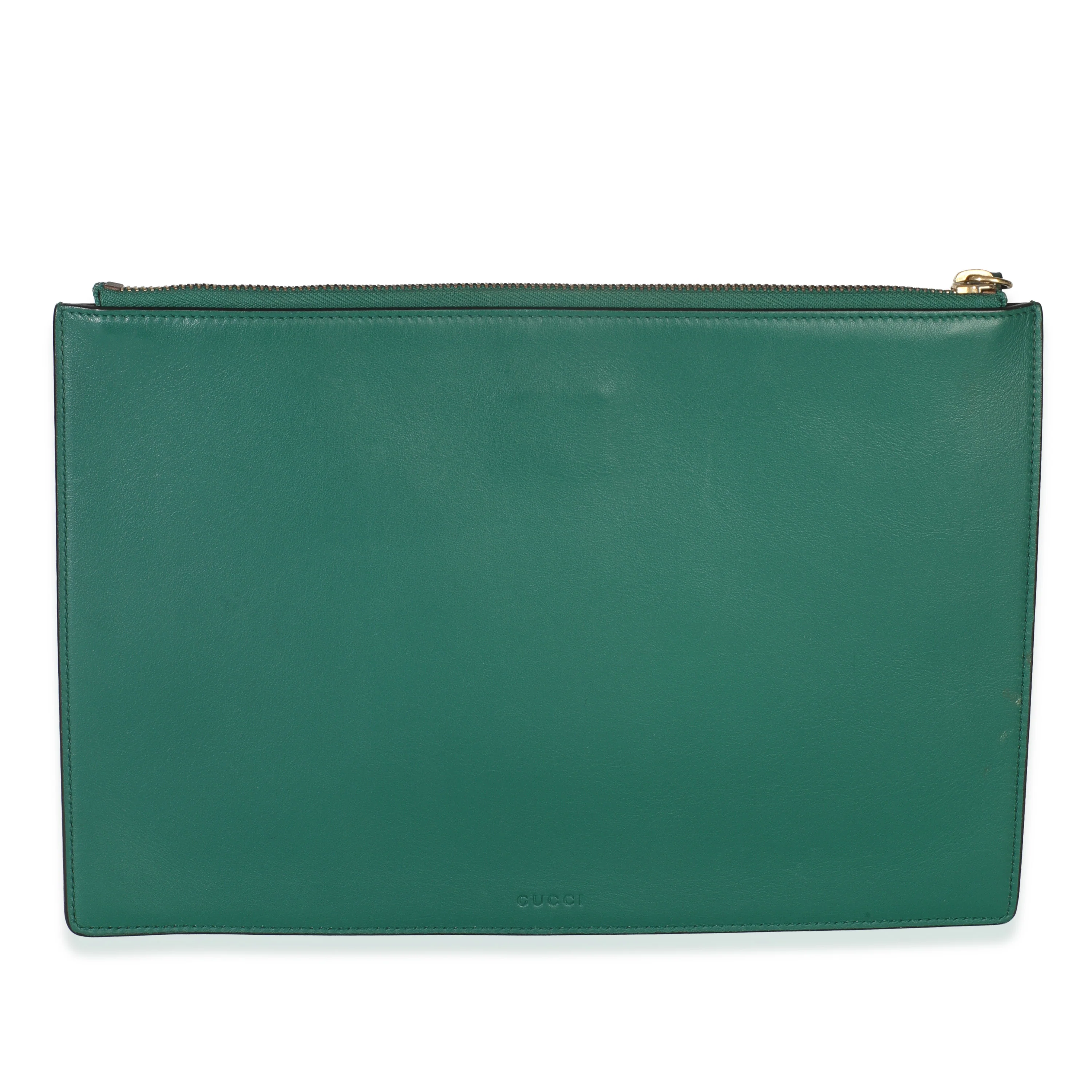Green Leather Tiger Embroidery Clutch - Image 4