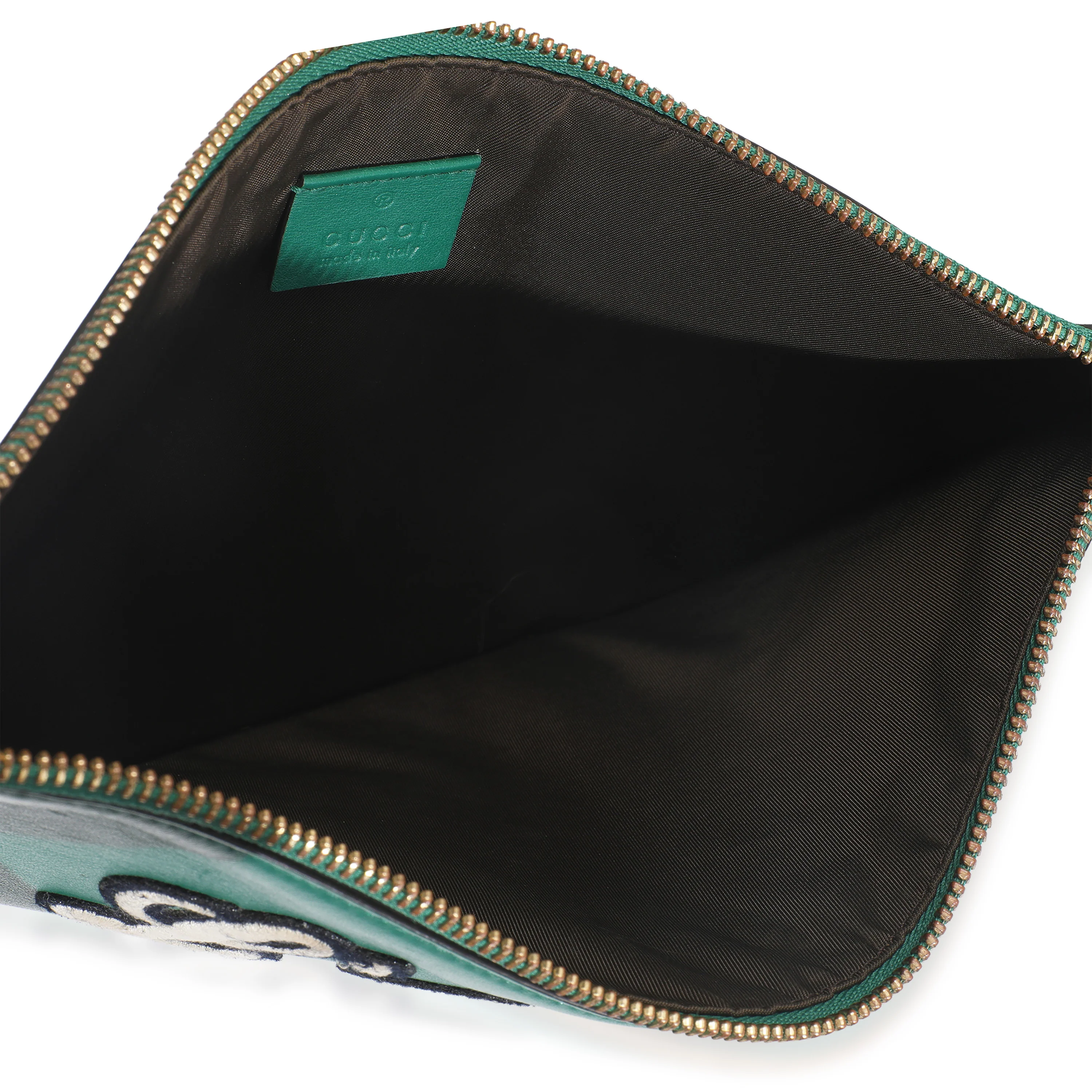 Green Leather Tiger Embroidery Clutch - Image 8