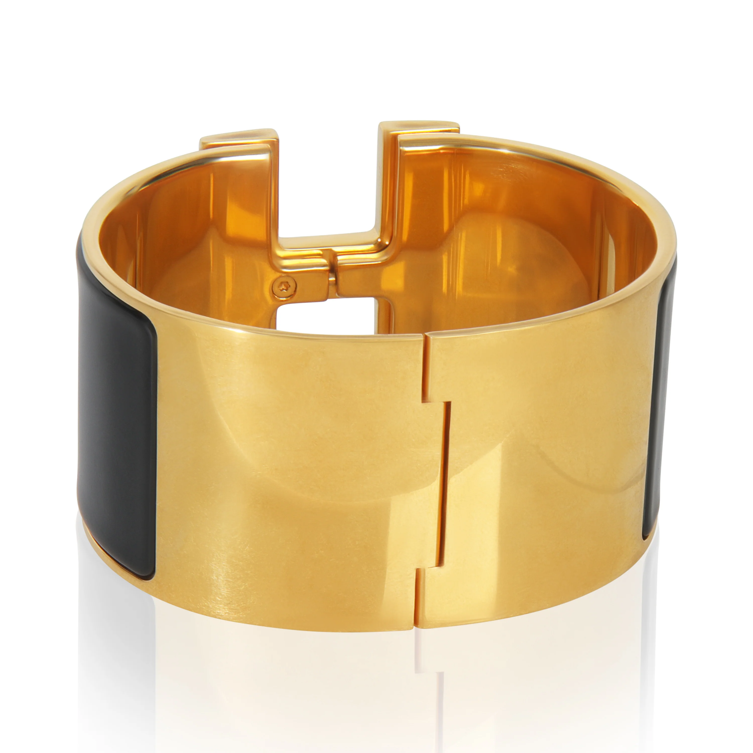 Gold-Plated XL Clic H In Noir Bracelet - Image 3