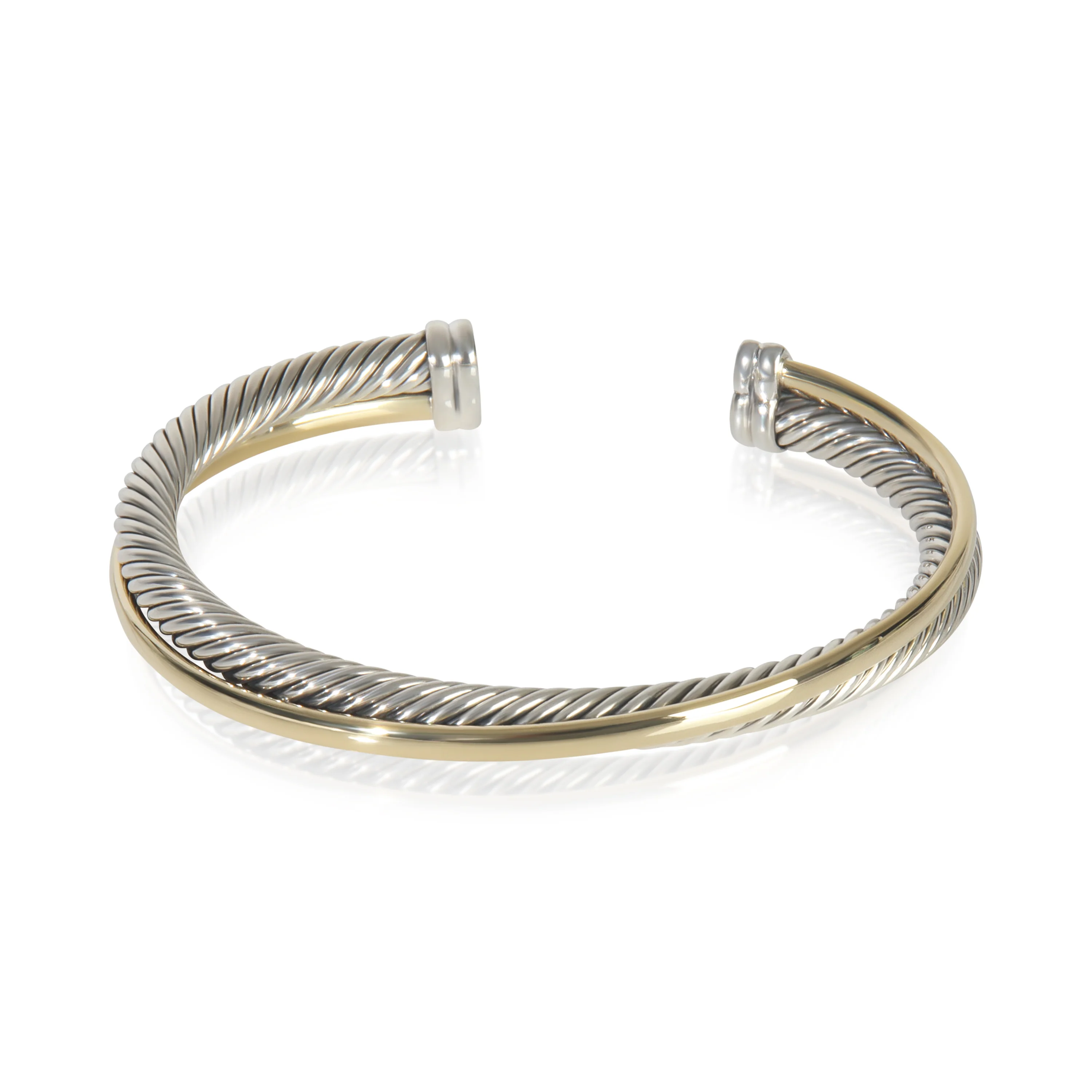 1/4 18K Yellow Gold & Sterling Silver Crossover Cuff Bracelet - Image 2