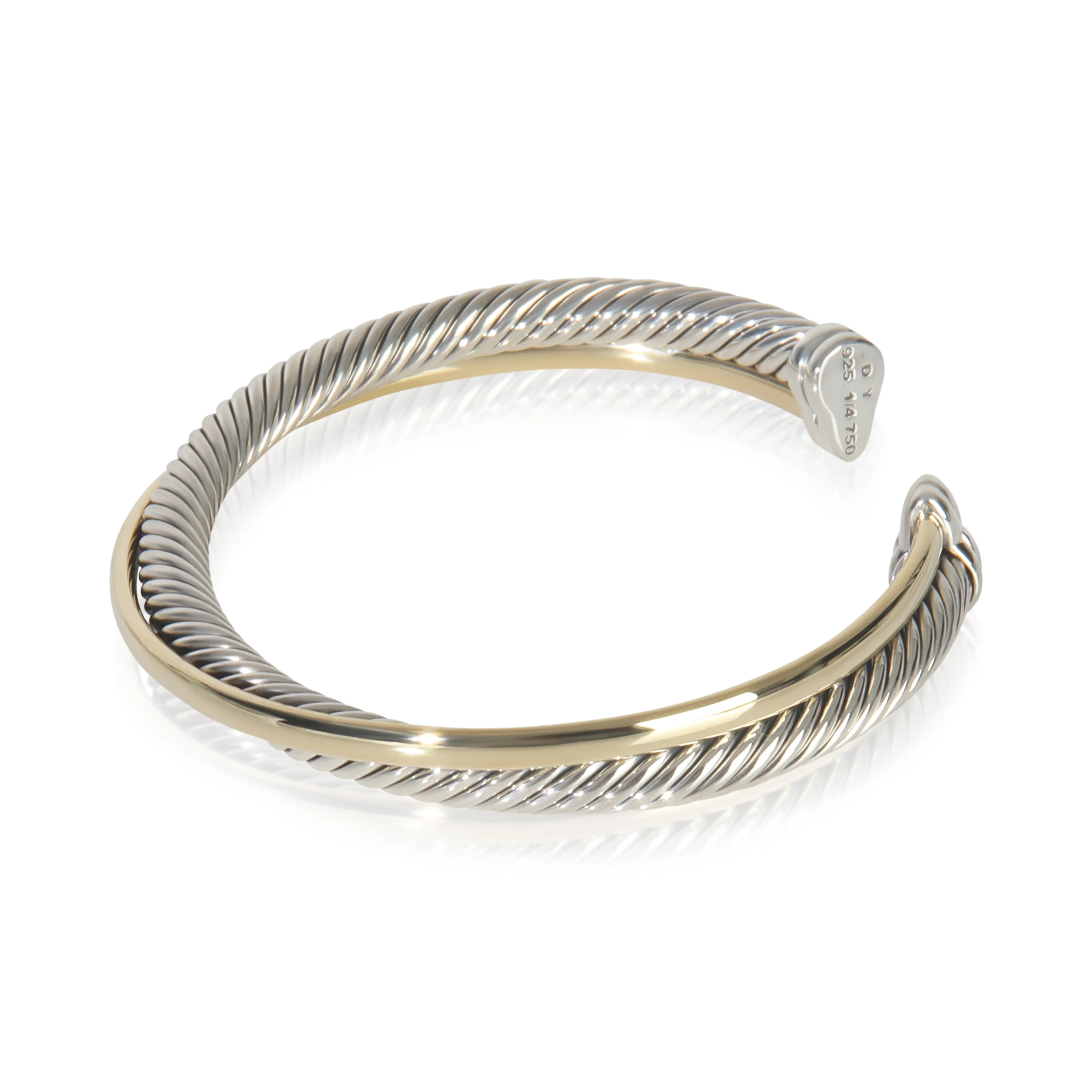 1/4 18K Yellow Gold & Sterling Silver Crossover Cuff Bracelet - Image 3