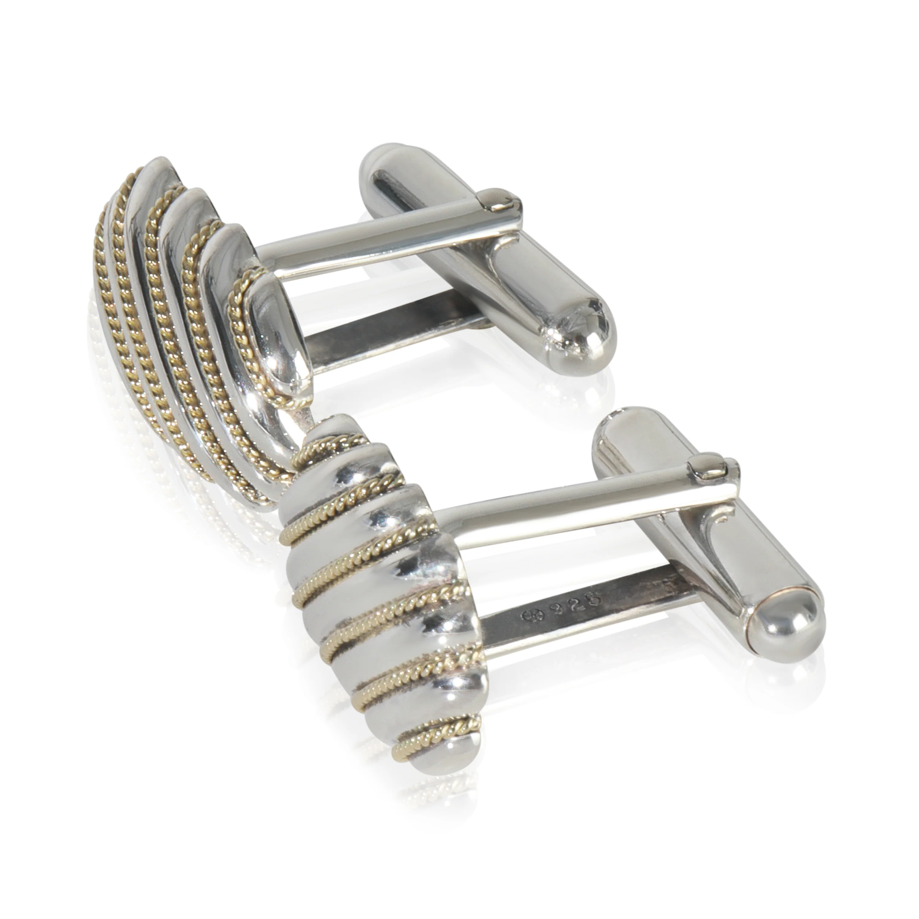Yellow Gold & Sterling Silver  Vintage Cufflinks - Image 2