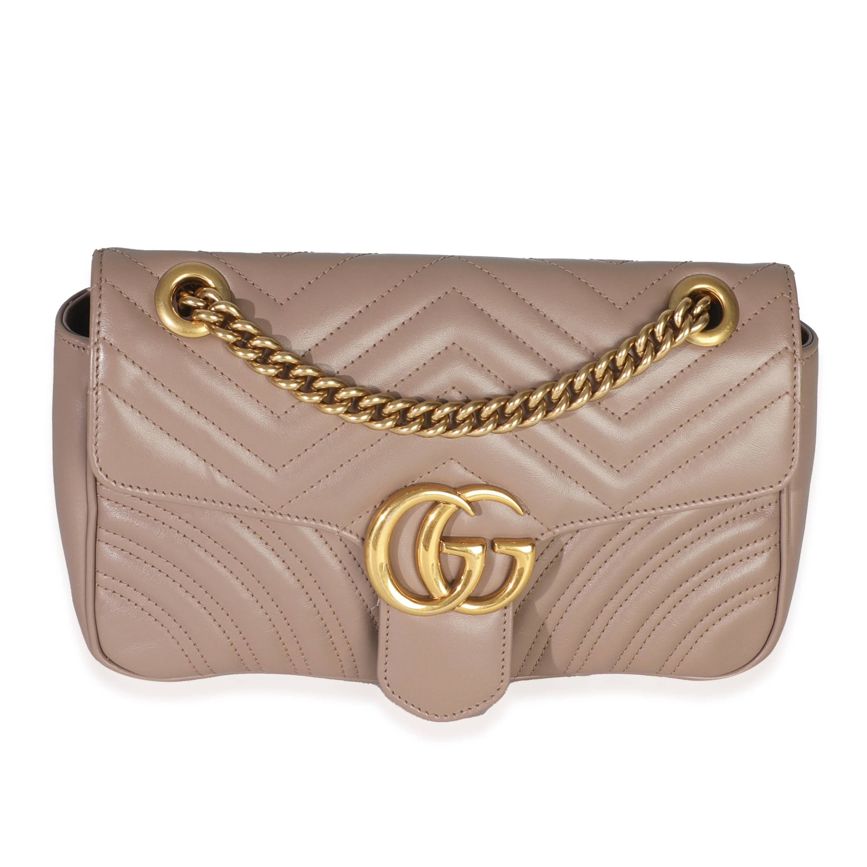 Porcelain Rose Calfskin Matelasse Medium GG Marmont Shoulder Bag