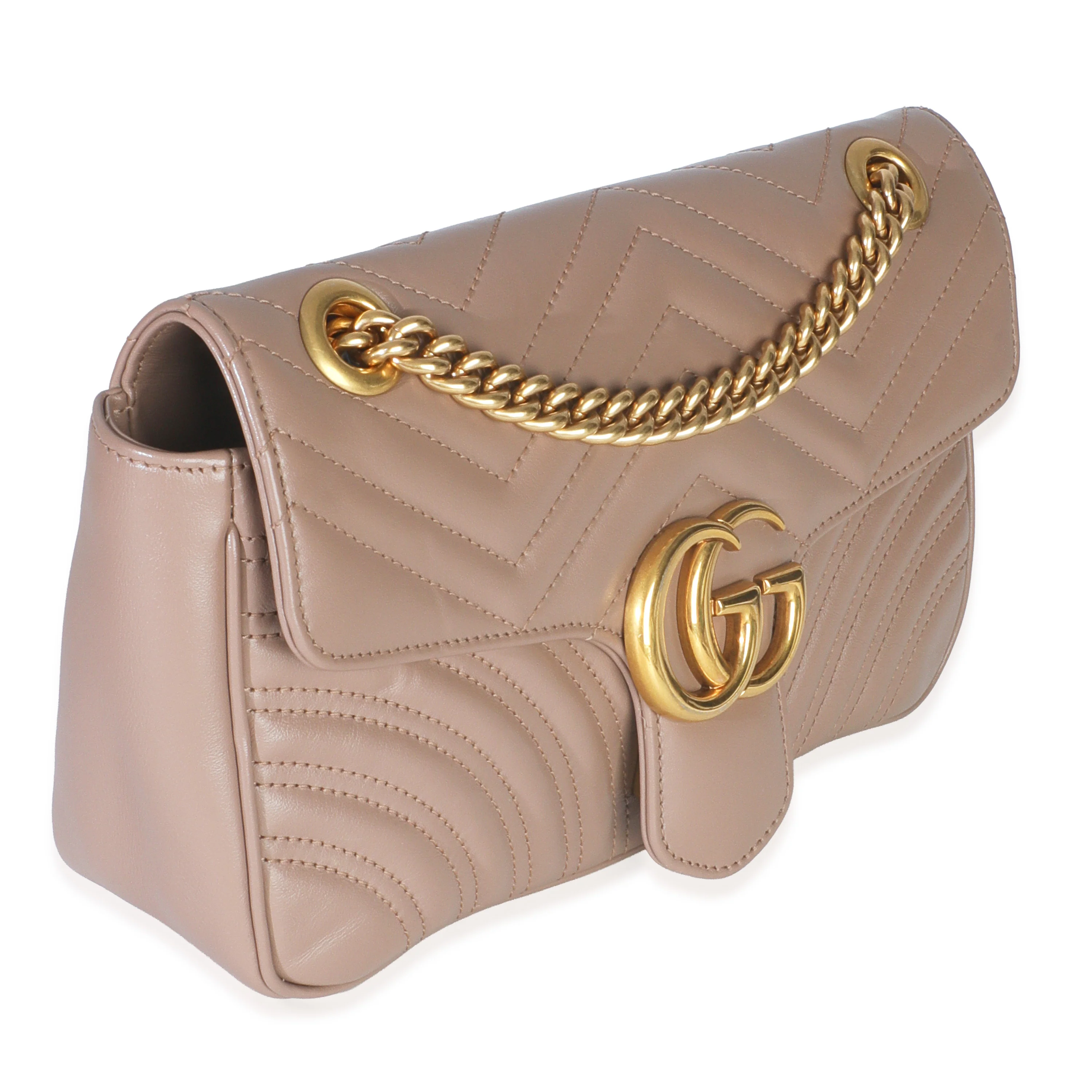 Porcelain Rose Calfskin Matelasse Medium GG Marmont Shoulder Bag - Image 3