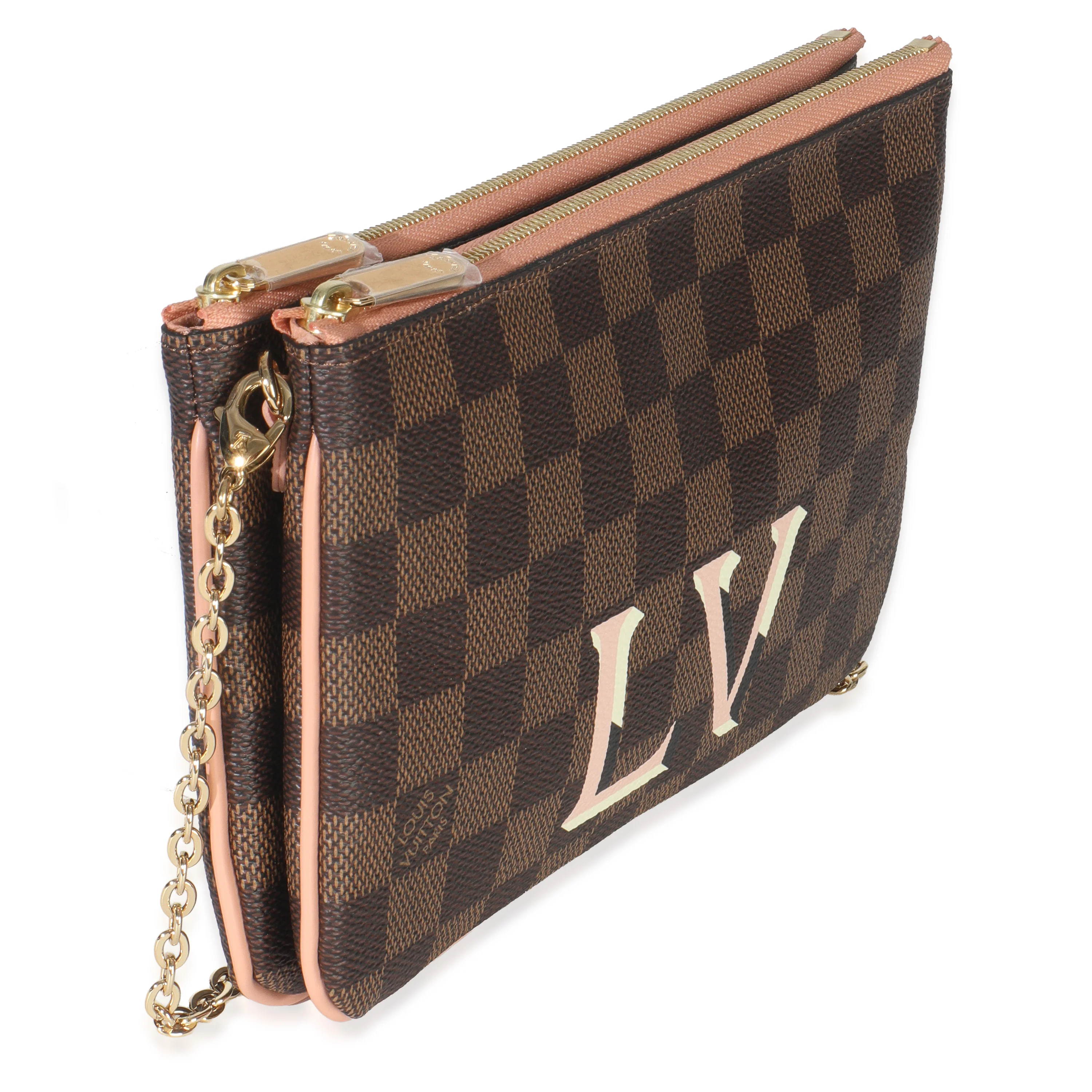 Damier Ebene Canvas Double Zip Pochette - Image 3