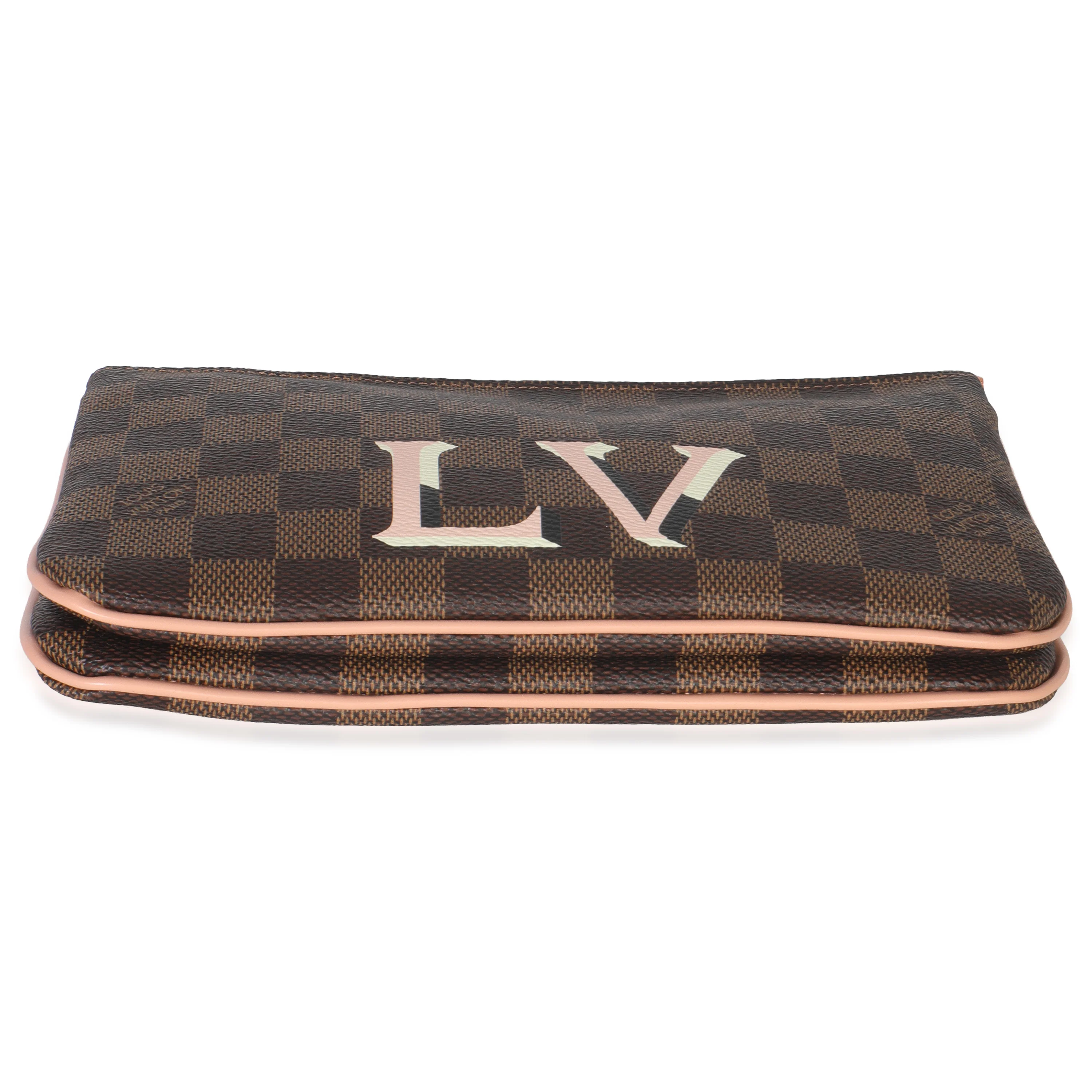 Damier Ebene Canvas Double Zip Pochette - Image 5