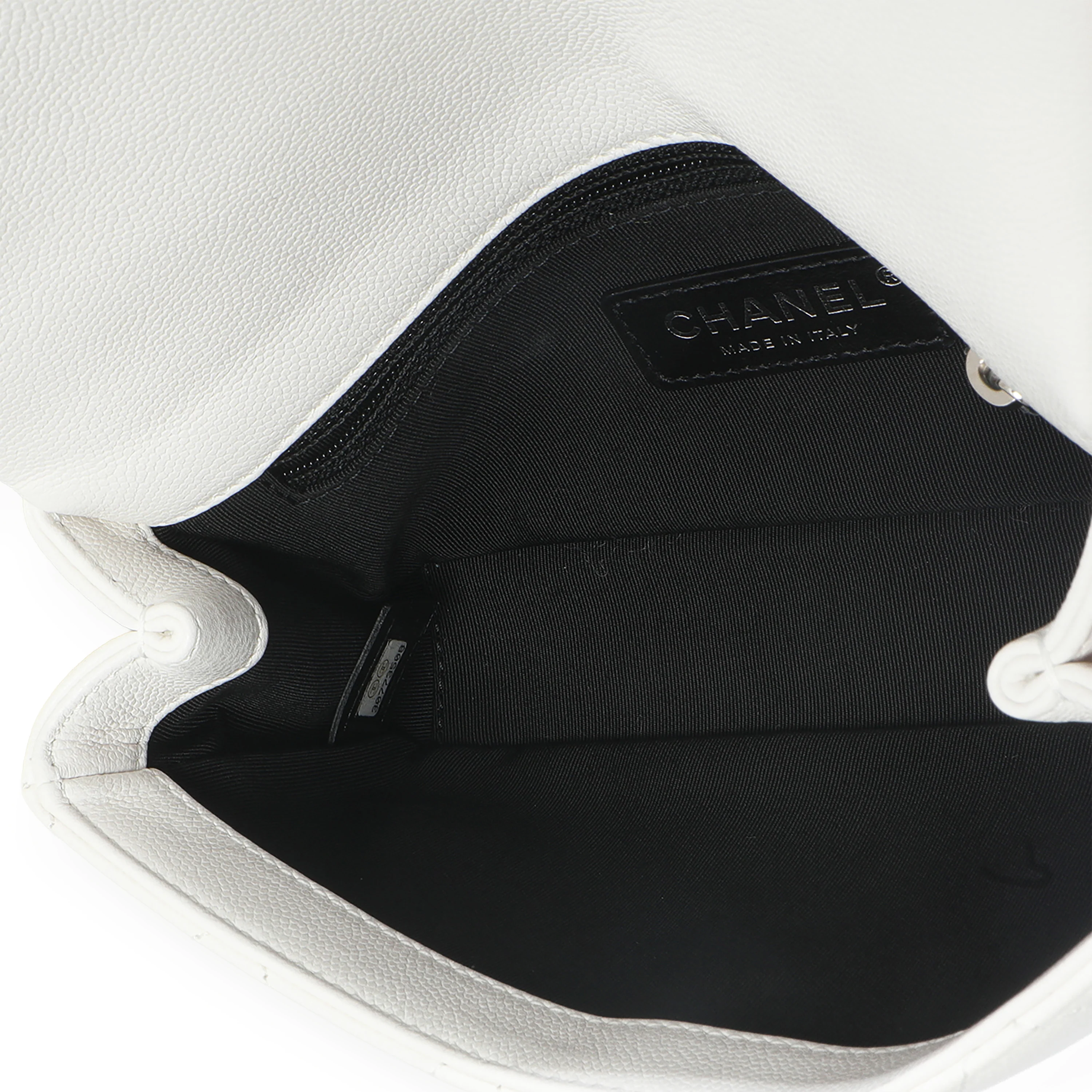 White Quilted Caviar Mini My Everything Flap Handbag - Image 9
