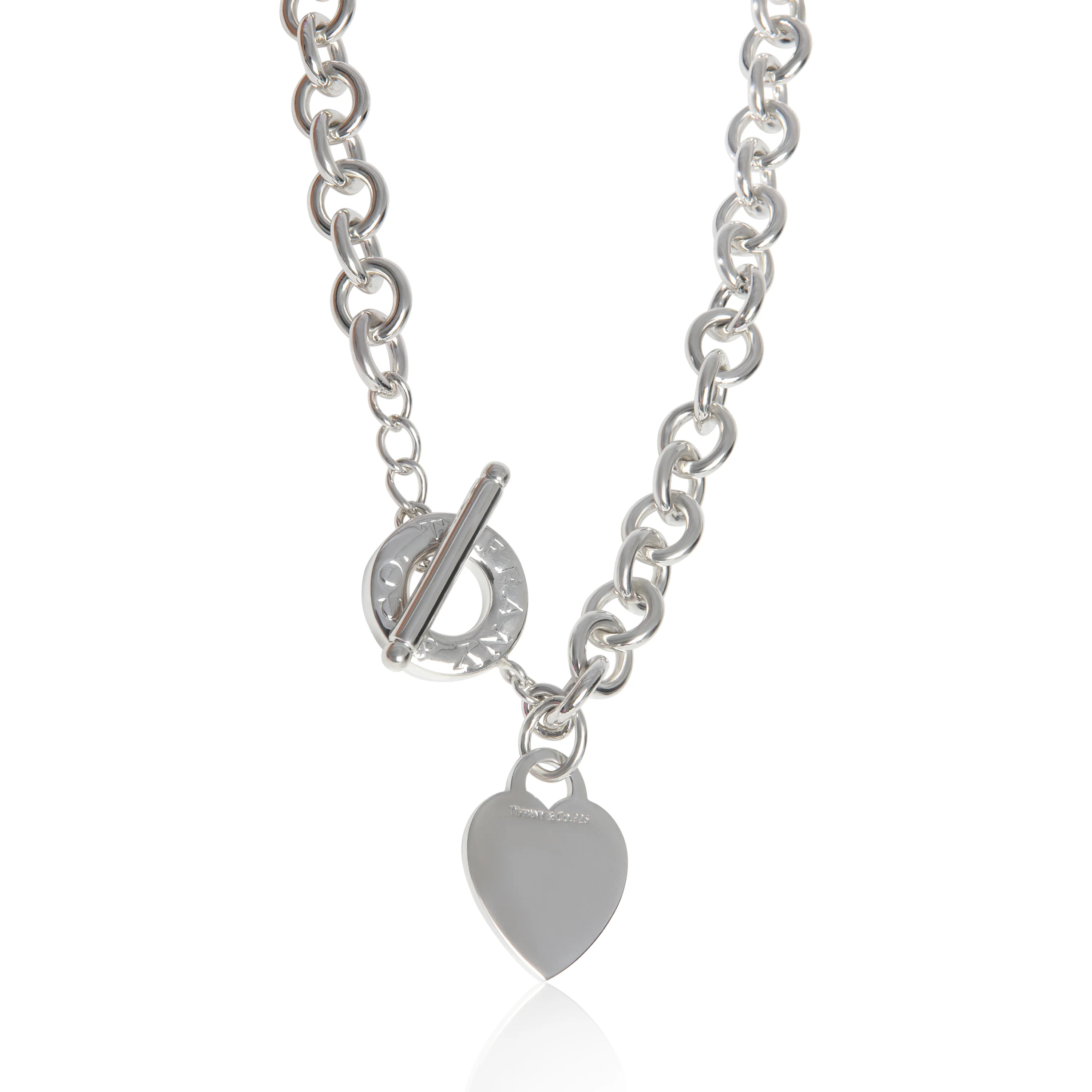 Sterling Silver  Heart Tag Toggle Necklace - Image 2