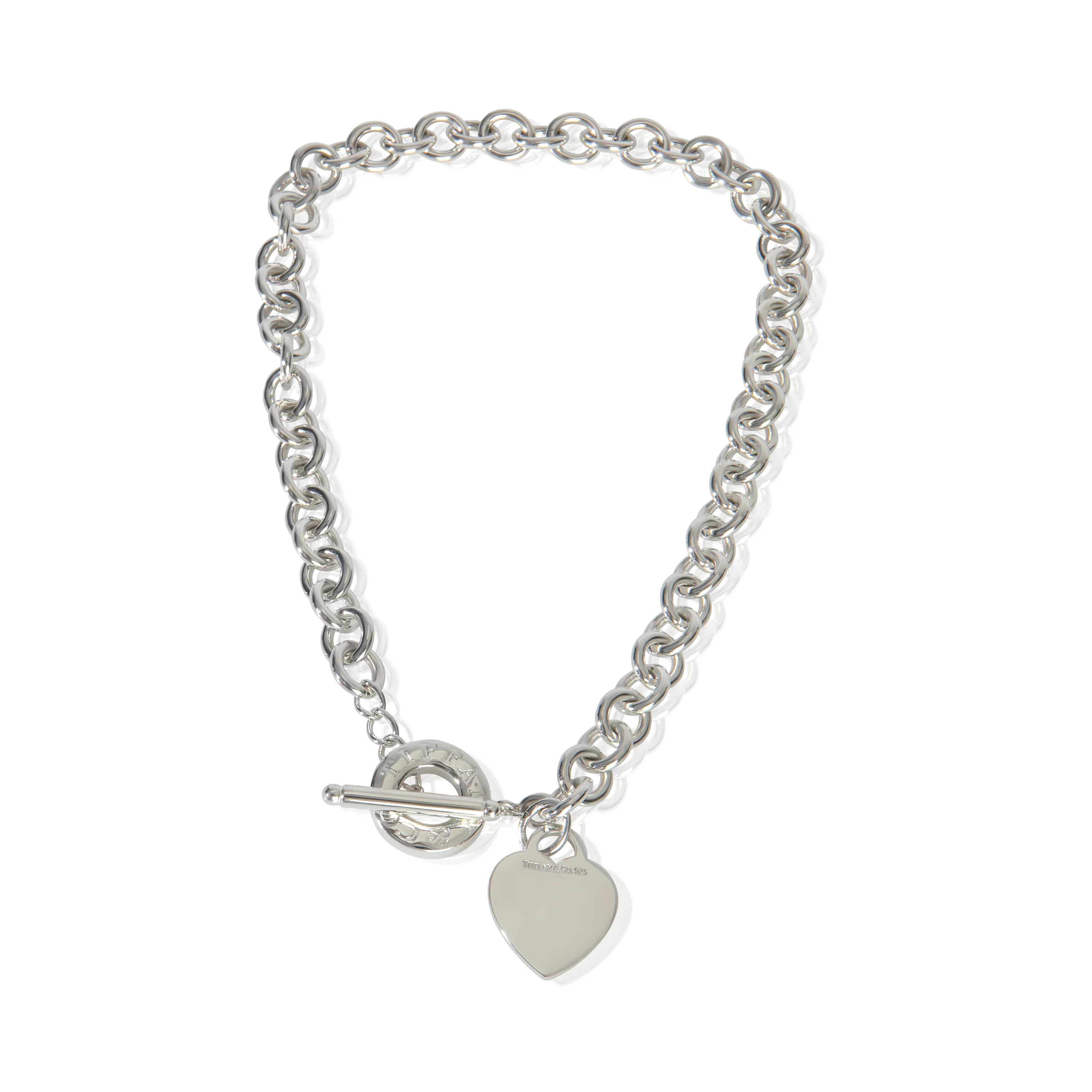 Sterling Silver  Heart Tag Toggle Necklace - Image 3