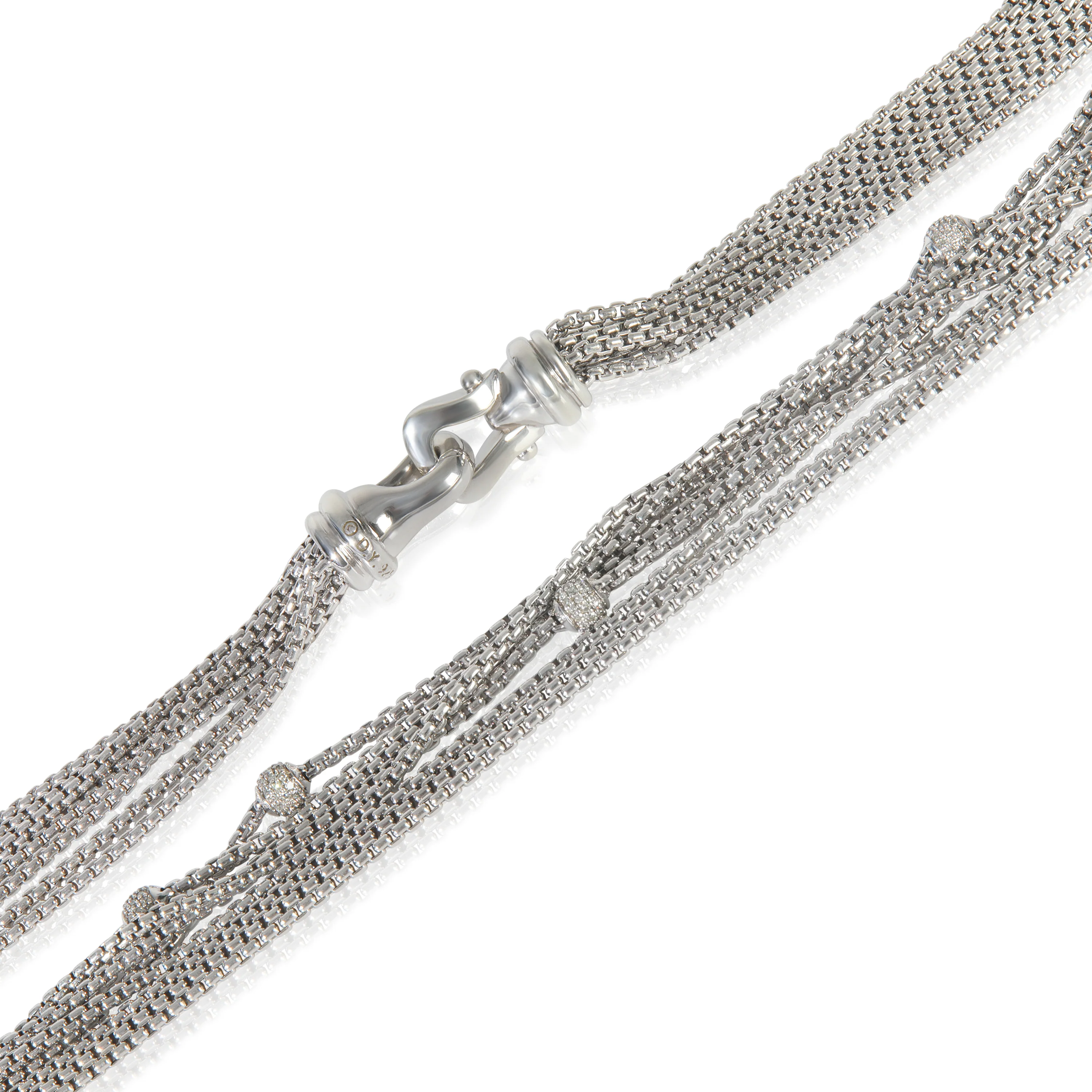 Sterling Silver Diamond Multistrand Diamond Ball Necklace - Image 2