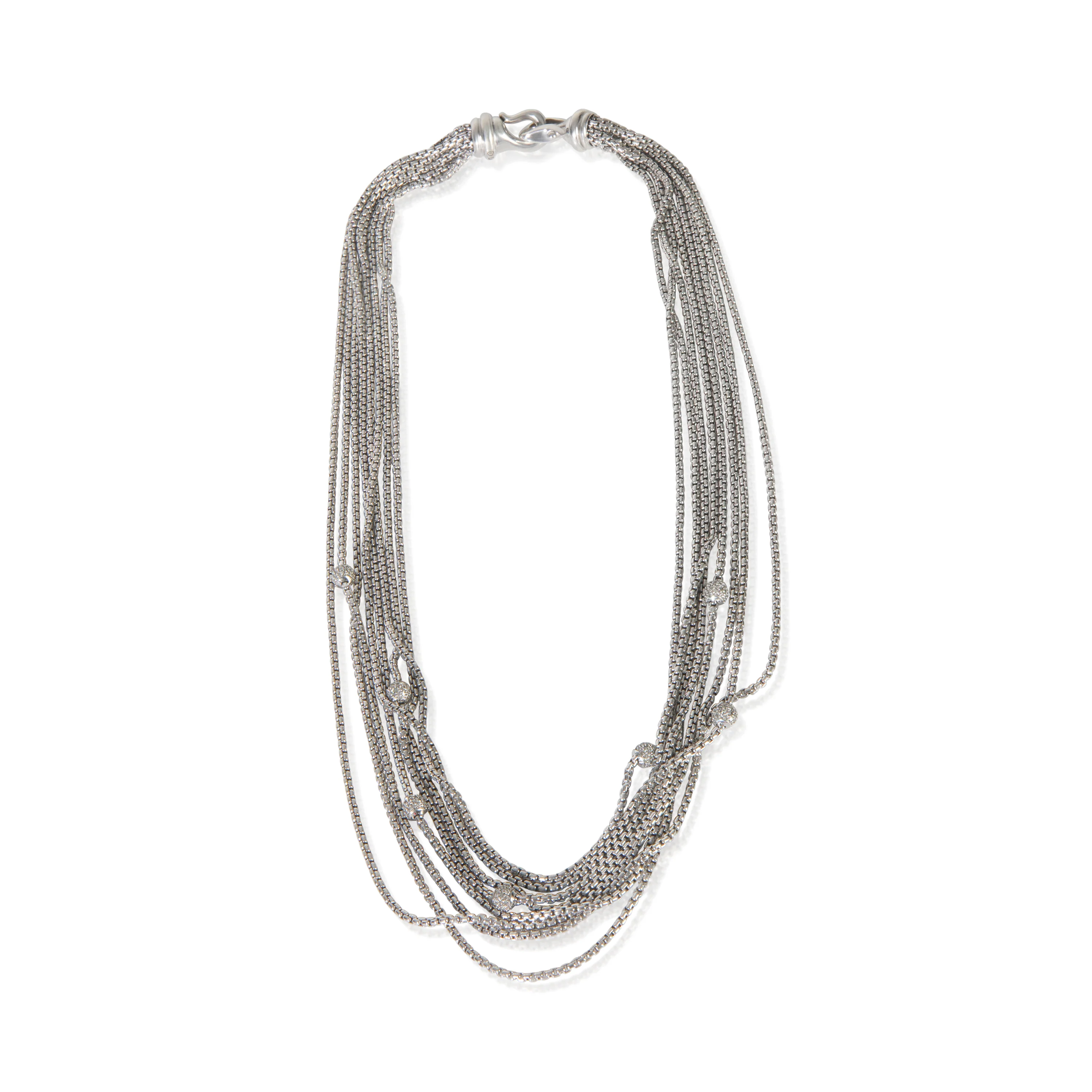 Sterling Silver Diamond Multistrand Diamond Ball Necklace - Image 3
